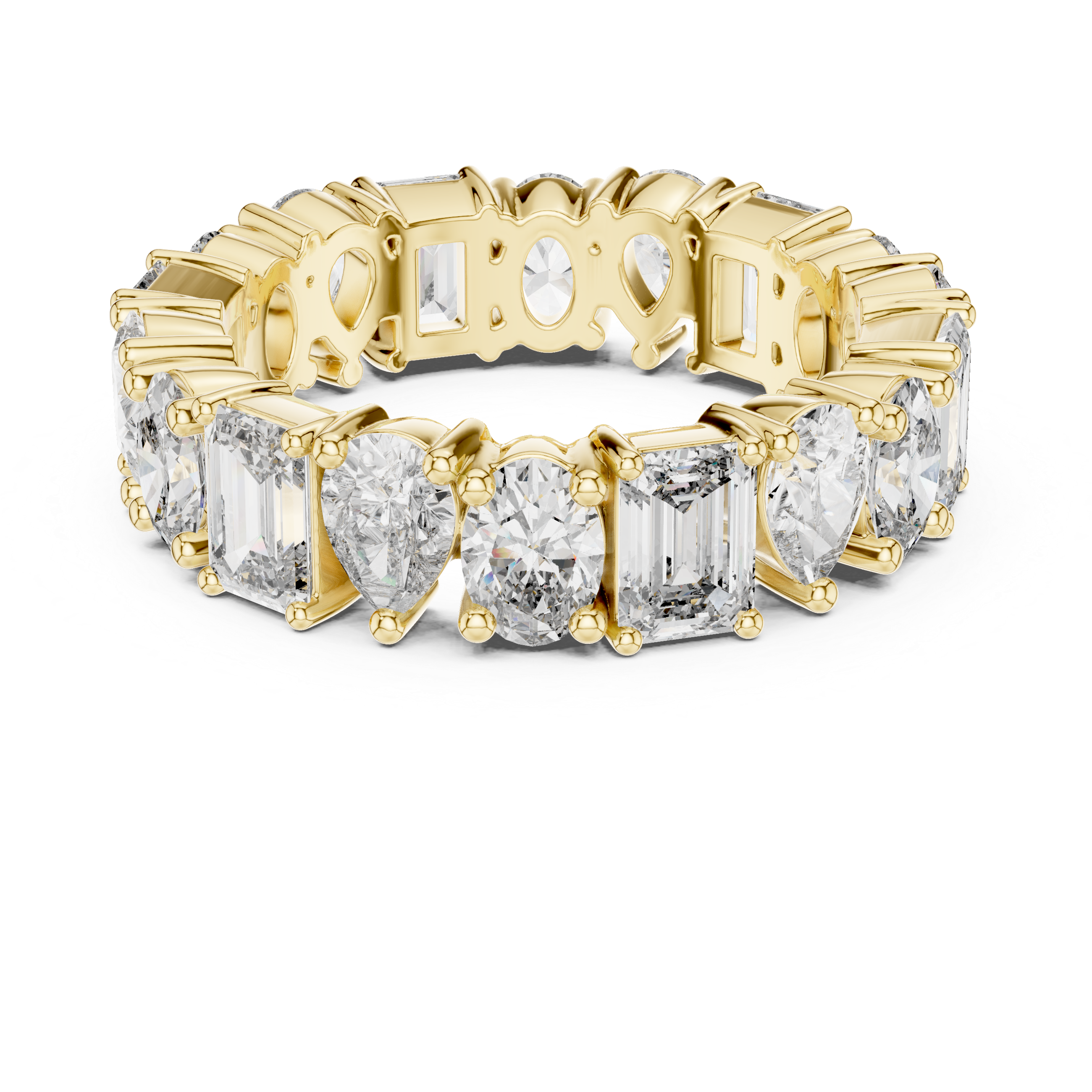Mixed Shape Diamond Eternity Band with Round and Emerald Cut Stones