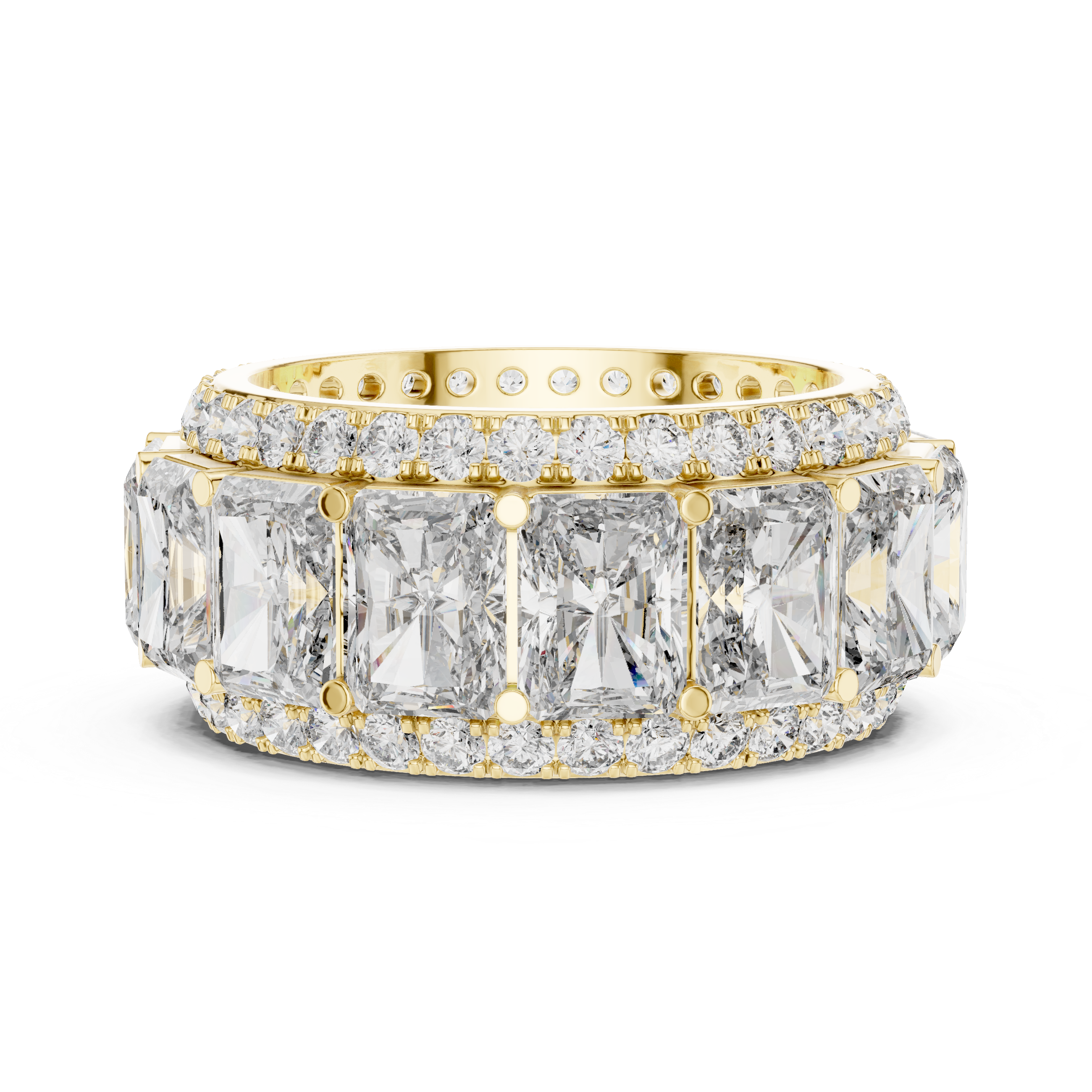 Emerald Cut Diamond Eternity Band with Pave Accents