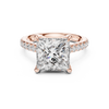 Cathedral Engagement Ring with Hidden Halo and Diamond Band