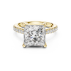 Cathedral Engagement Ring with Hidden Halo and Diamond Band