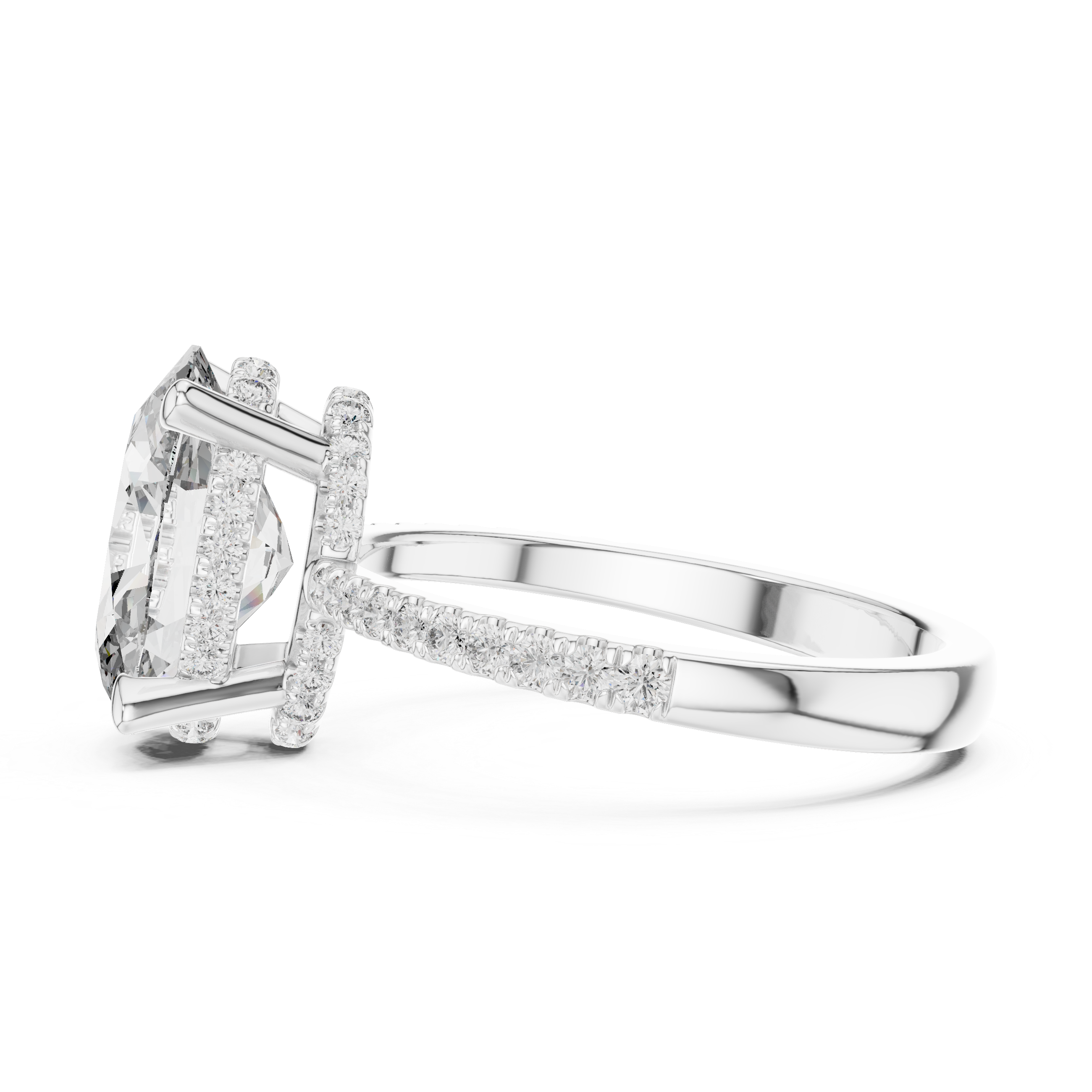 Double Halo Rose Gold Engagement Ring with Oval-Cut Center Diamond and Pav‚ Band