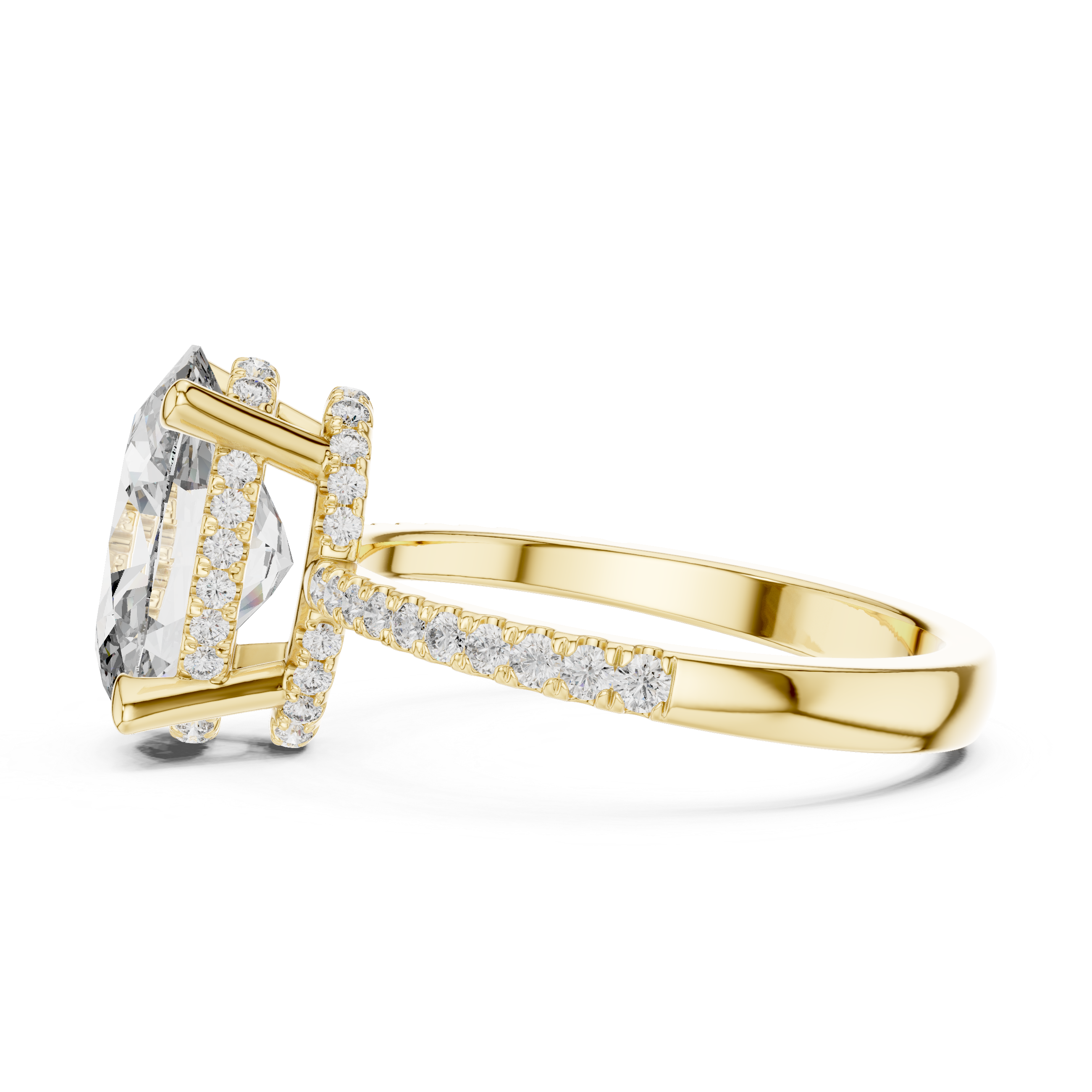 Double Halo Rose Gold Engagement Ring with Oval-Cut Center Diamond and Pav‚ Band