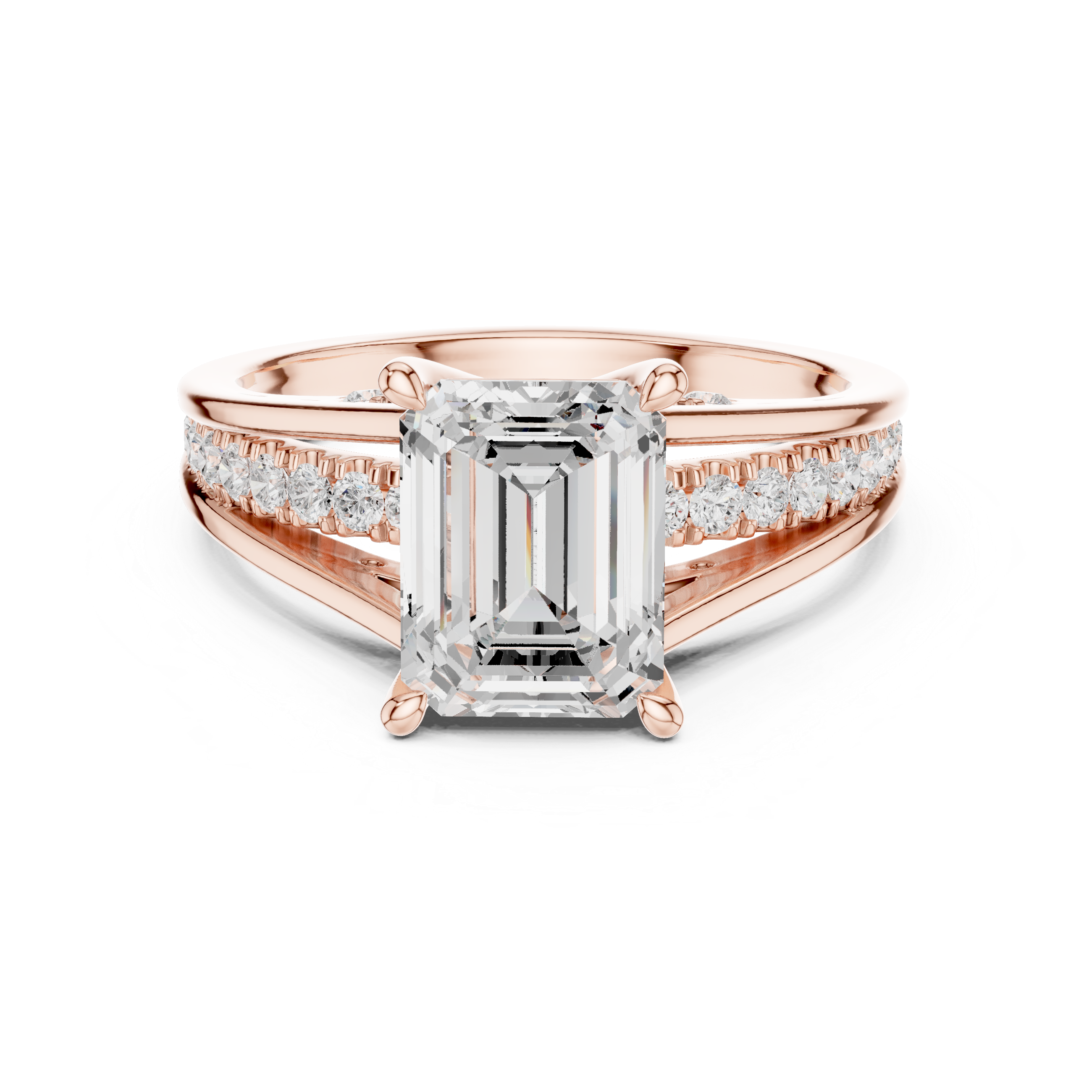 Engagement Ring with Emerald-Cut Center Diamond and Pav‚ Accents