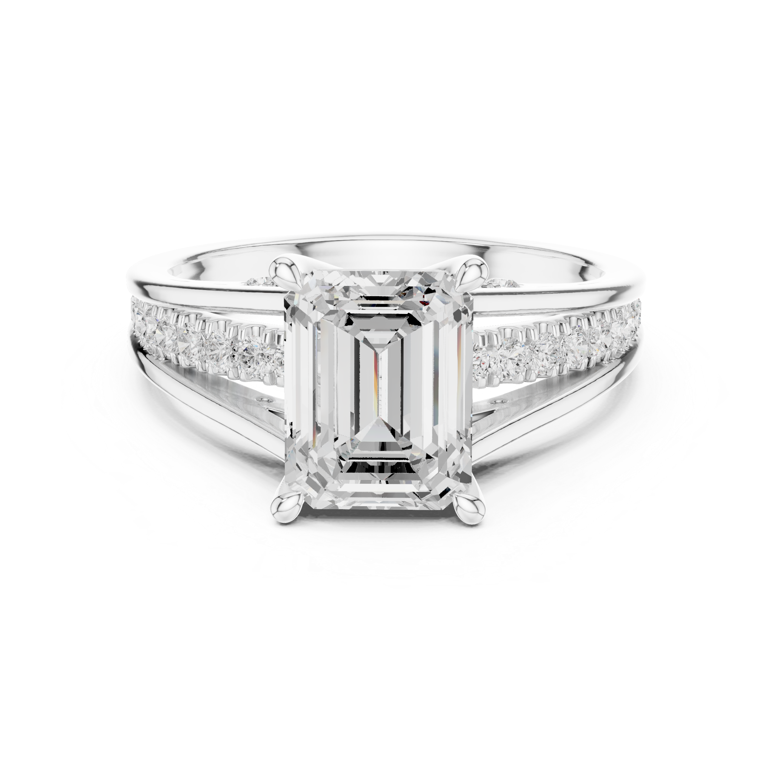 Engagement Ring with Emerald-Cut Center Diamond and Pav‚ Accents