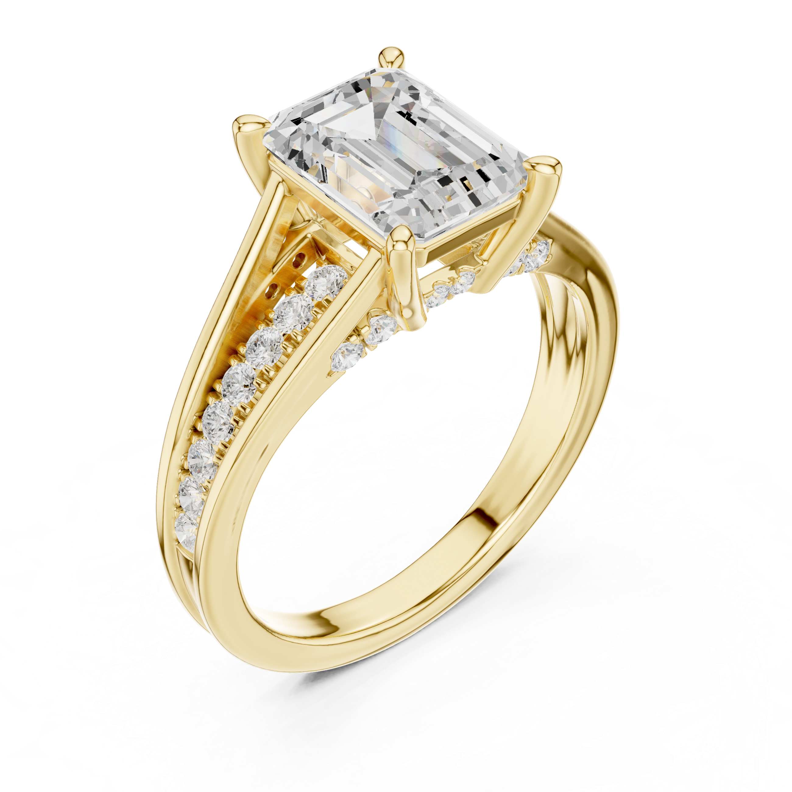 Engagement Ring with Emerald-Cut Center Diamond and Pav‚ Accents