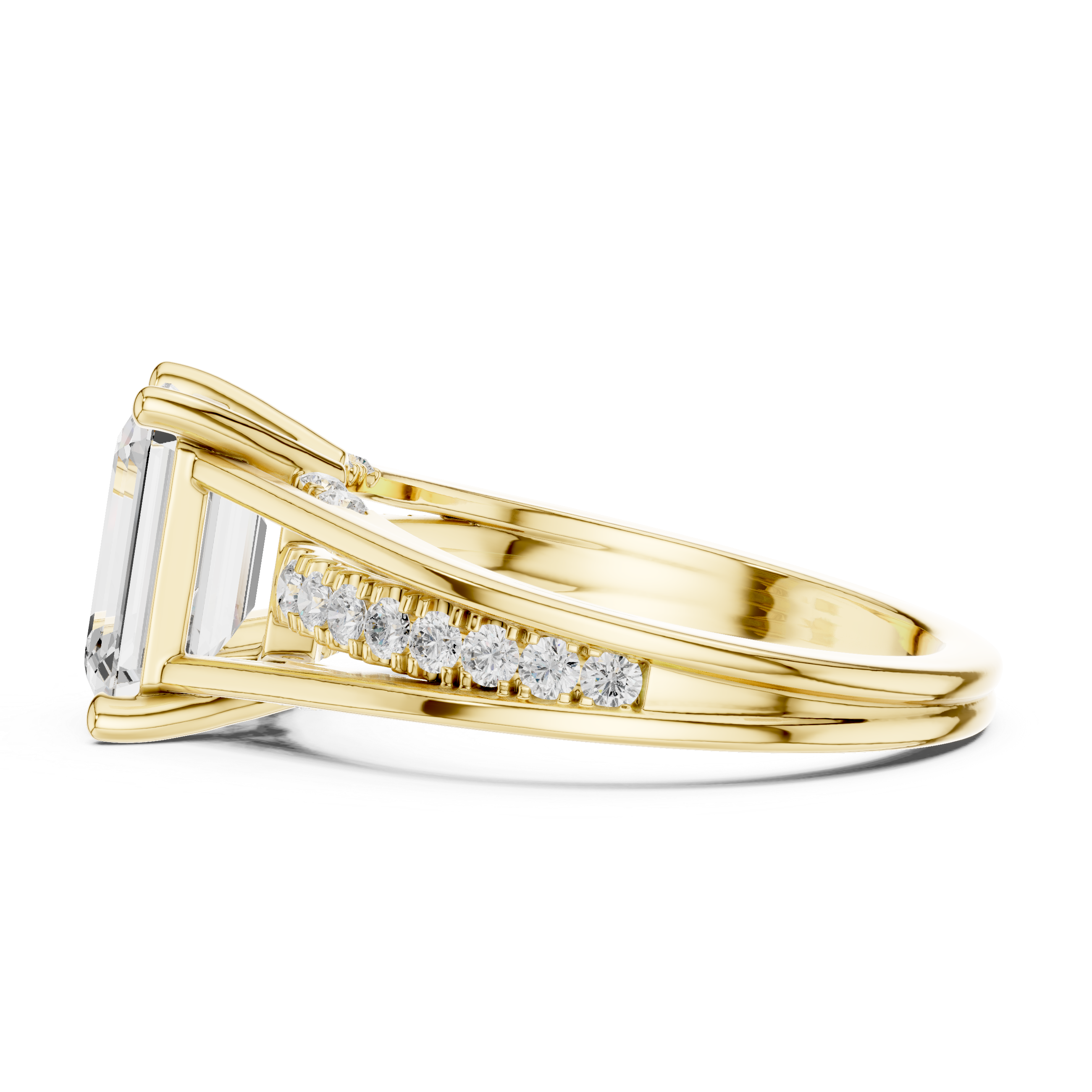 Engagement Ring with Emerald-Cut Center Diamond and Pav‚ Accents