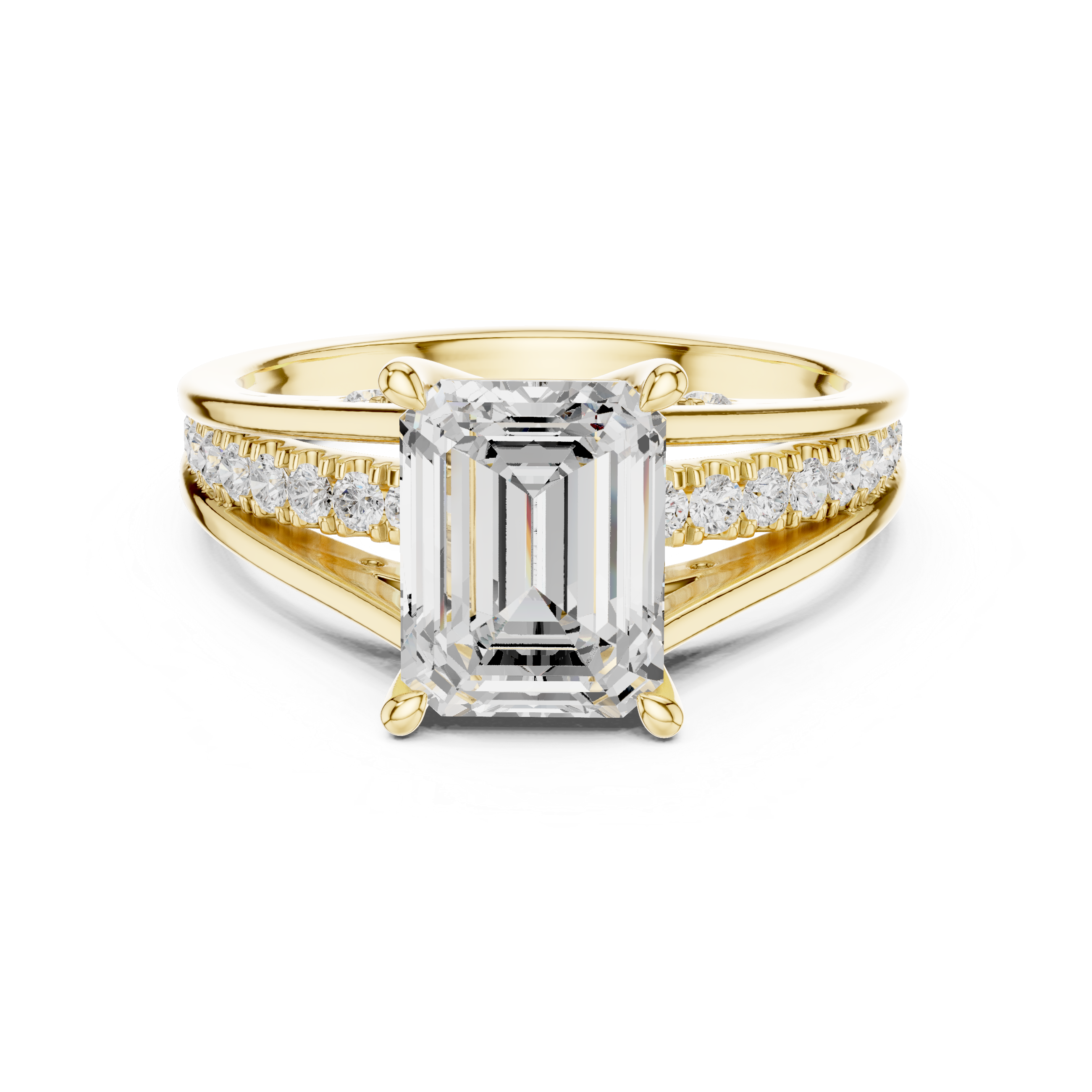 Engagement Ring with Emerald-Cut Center Diamond and Pav‚ Accents