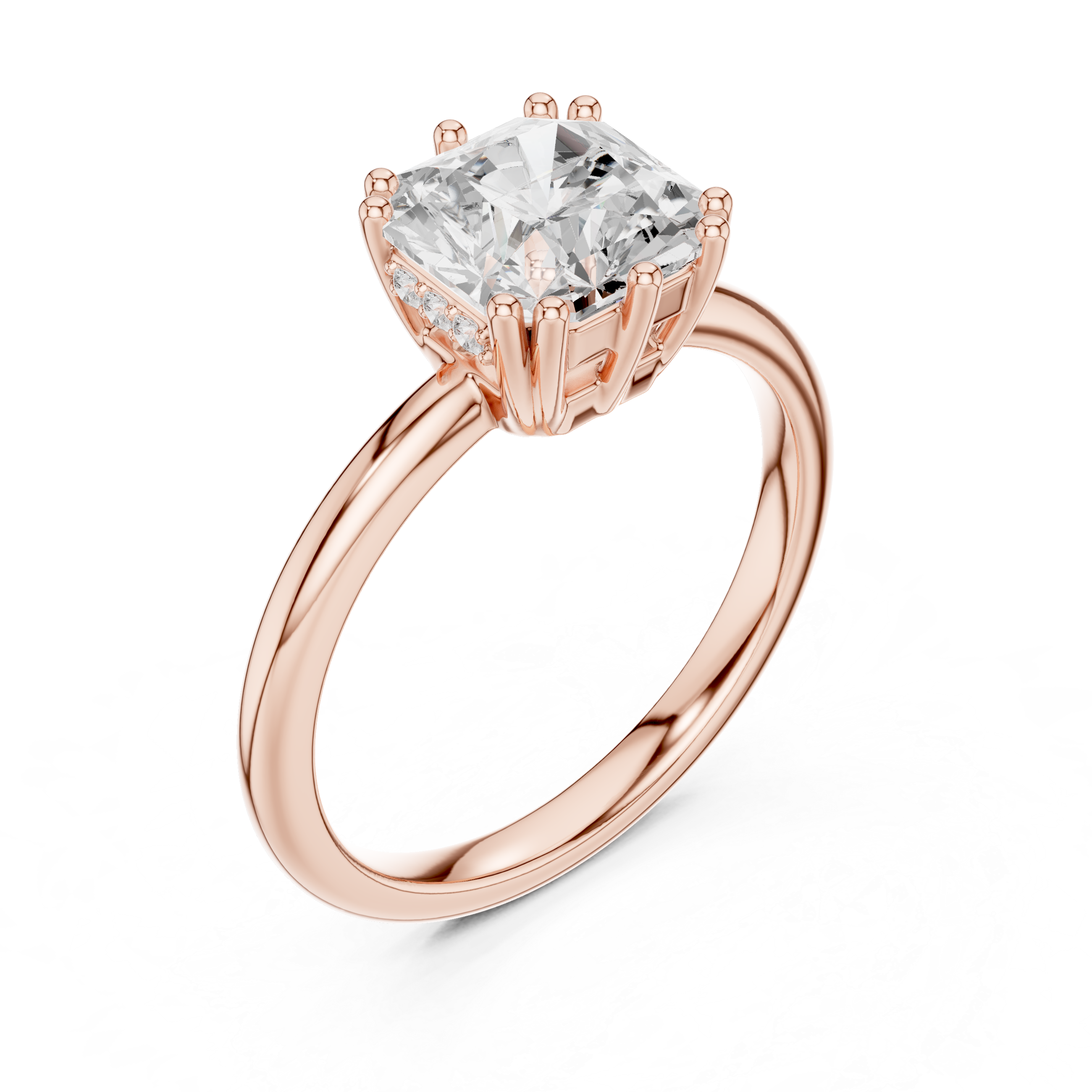 Solitaire Engagement Ring with Cushion-Cut Diamond and Eight-Prong Setting