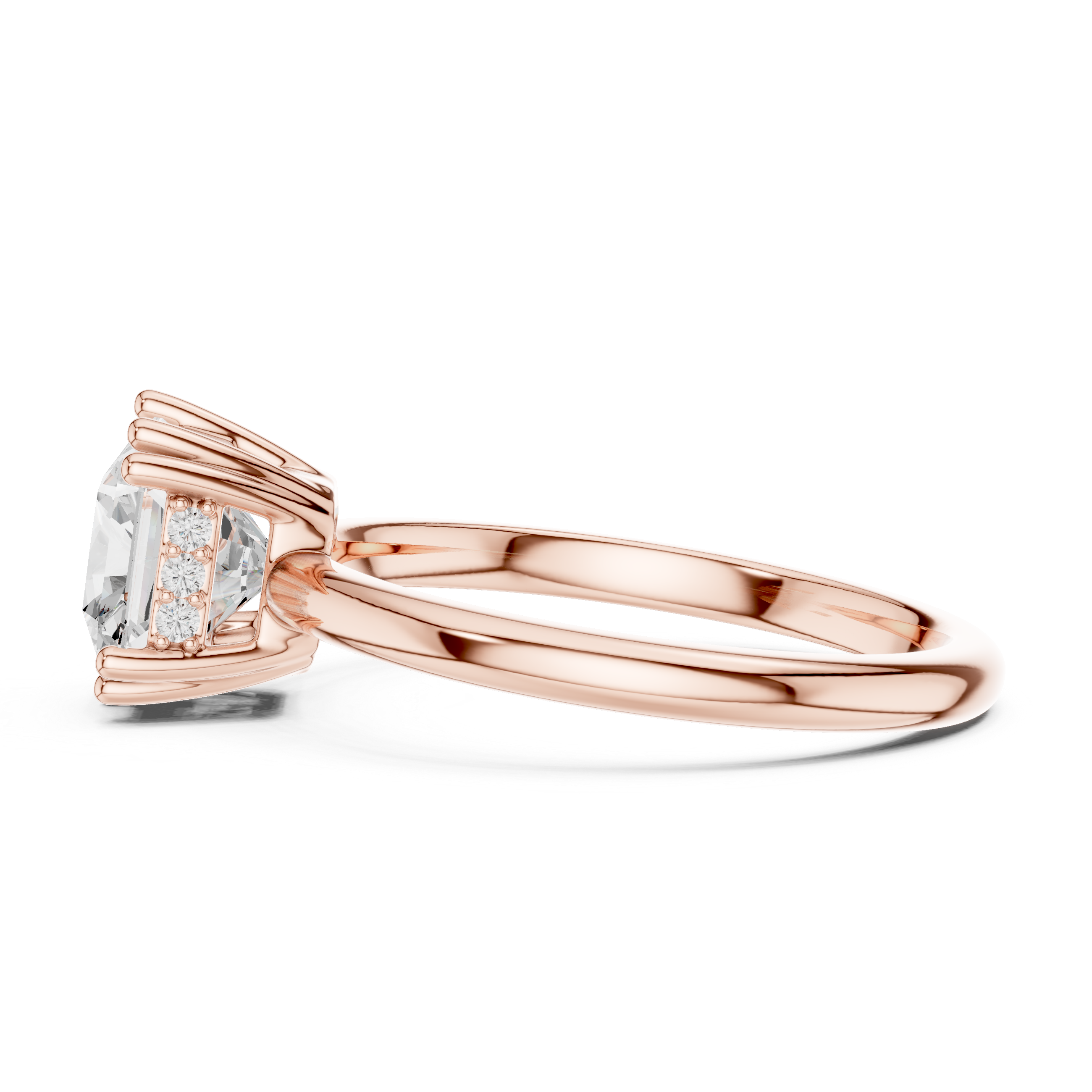 Solitaire Engagement Ring with Cushion-Cut Diamond and Eight-Prong Setting