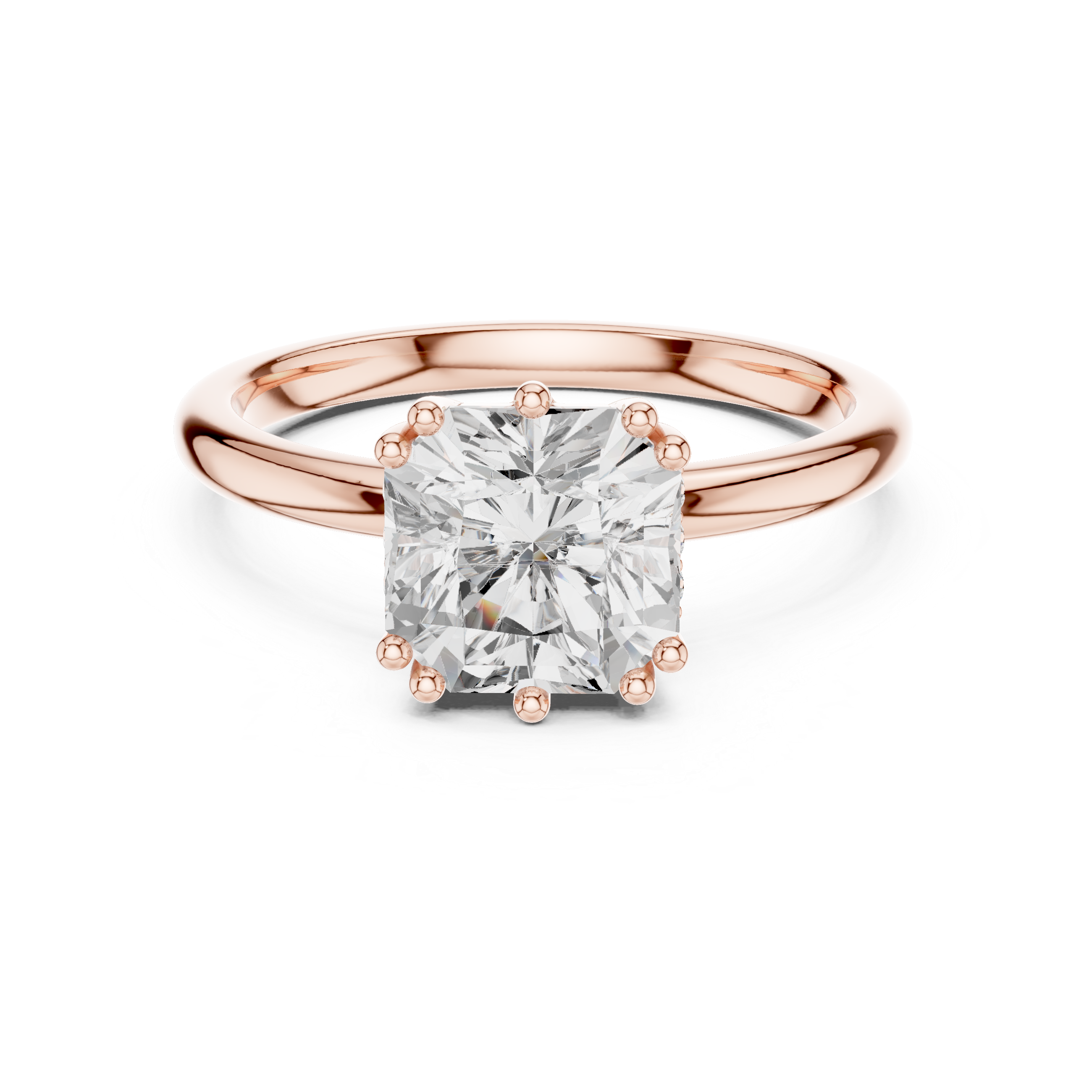 Solitaire Engagement Ring with Cushion-Cut Diamond and Eight-Prong Setting