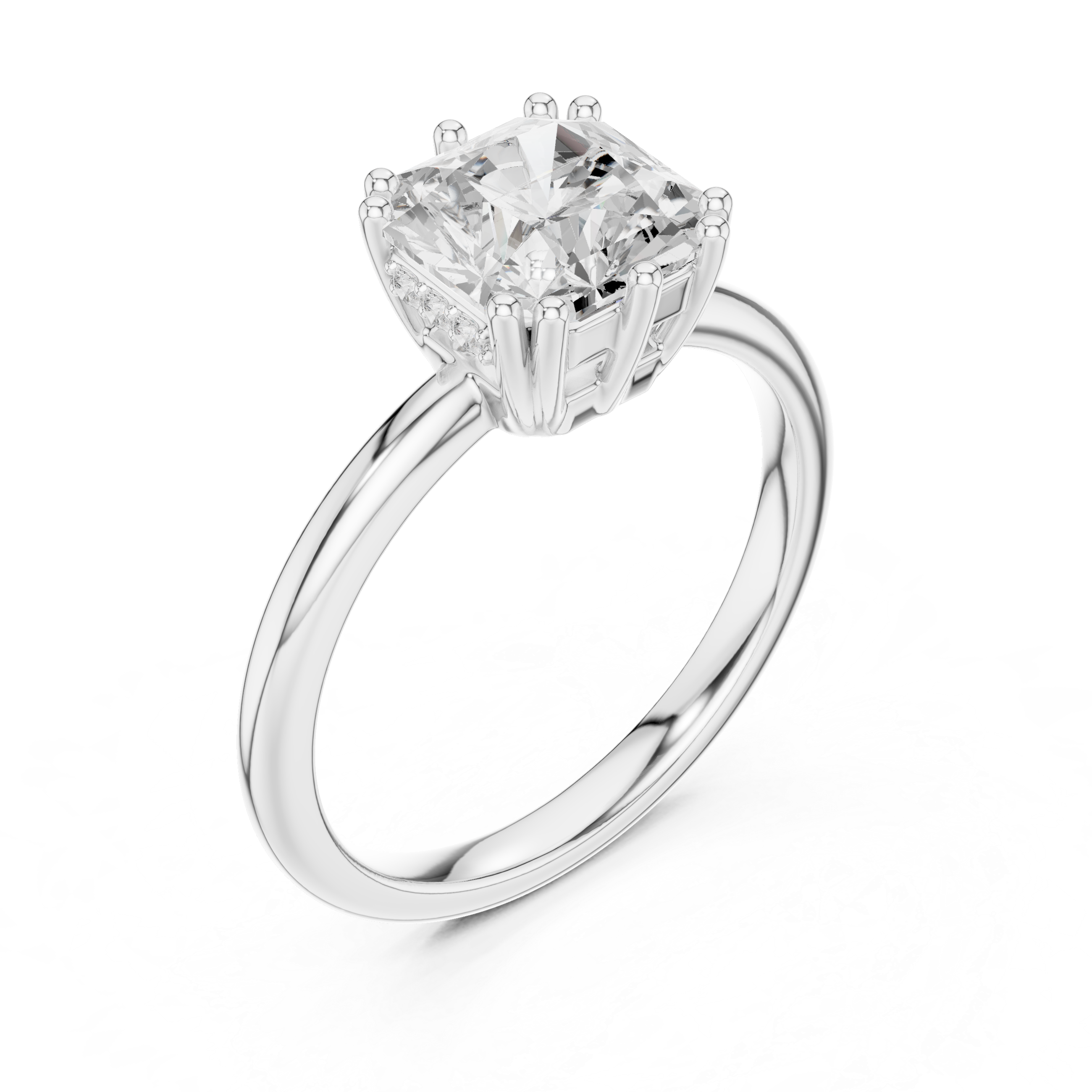 Solitaire Engagement Ring with Cushion-Cut Diamond and Eight-Prong Setting