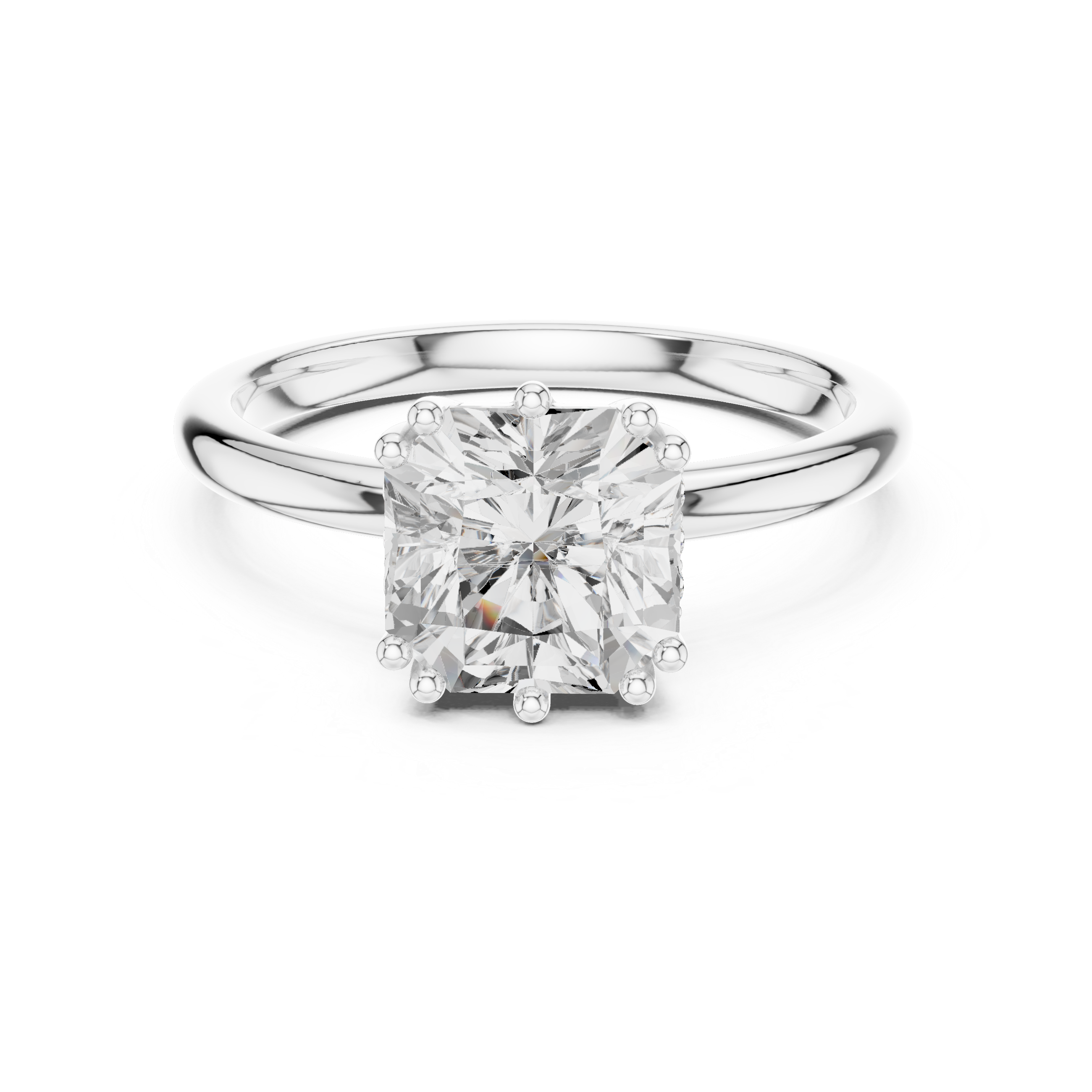 Solitaire Engagement Ring with Cushion-Cut Diamond and Eight-Prong Setting