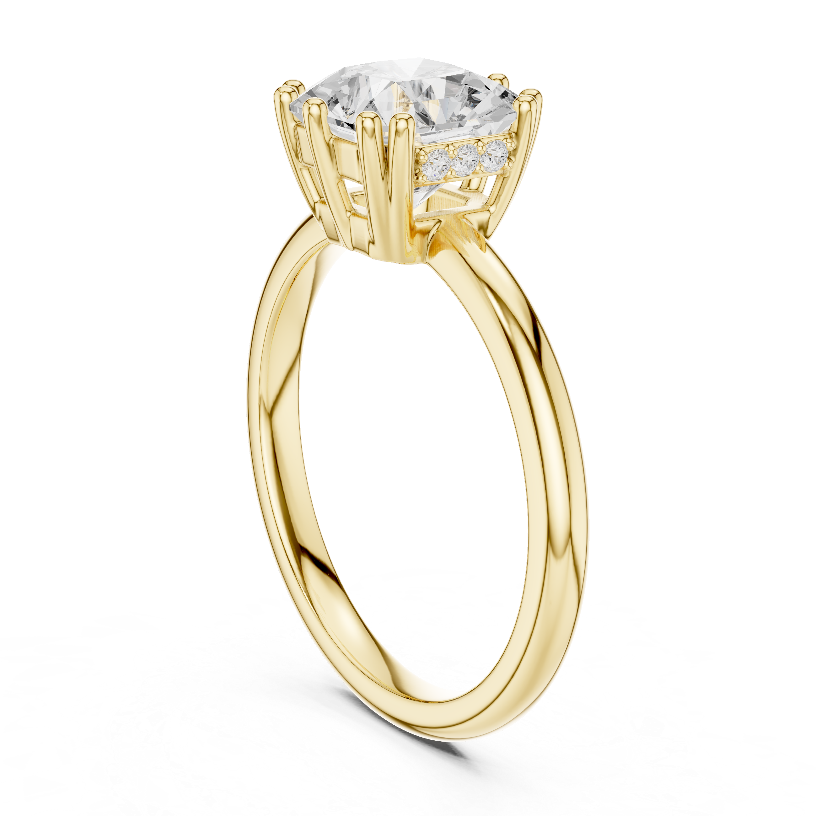 Solitaire Engagement Ring with Cushion-Cut Diamond and Eight-Prong Setting