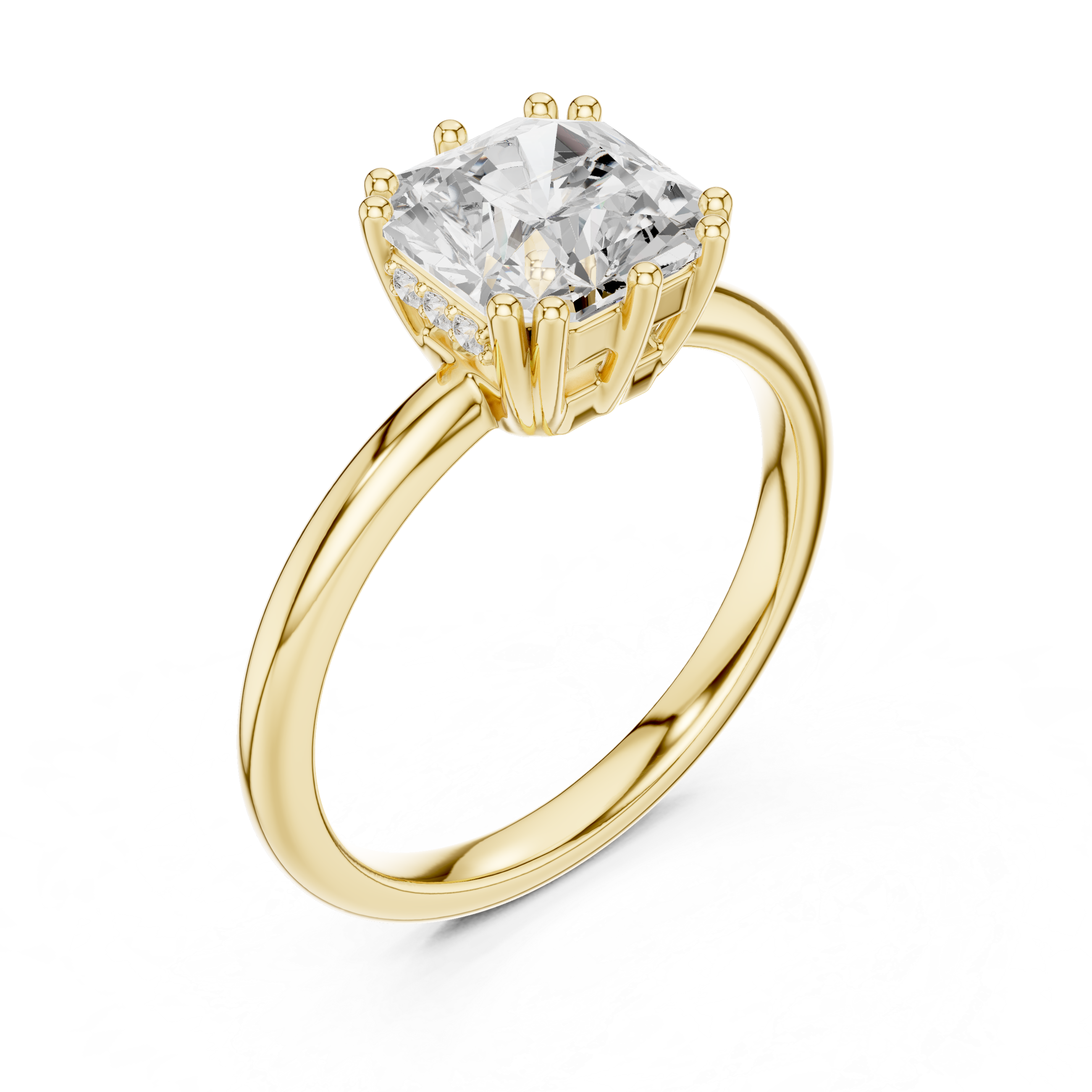 Solitaire Engagement Ring with Cushion-Cut Diamond and Eight-Prong Setting