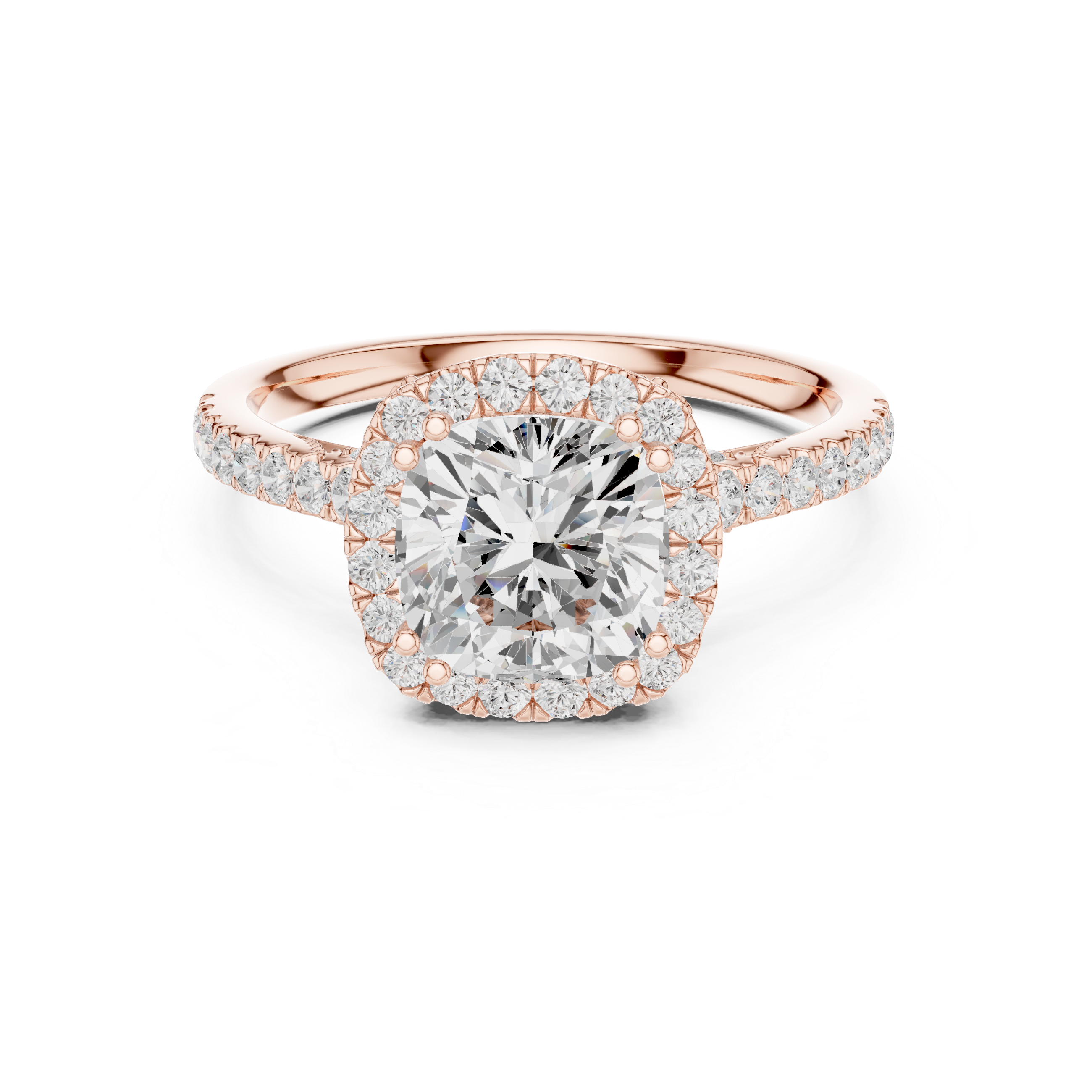 Cushion Halo Engagement Ring with Pav‚ Band