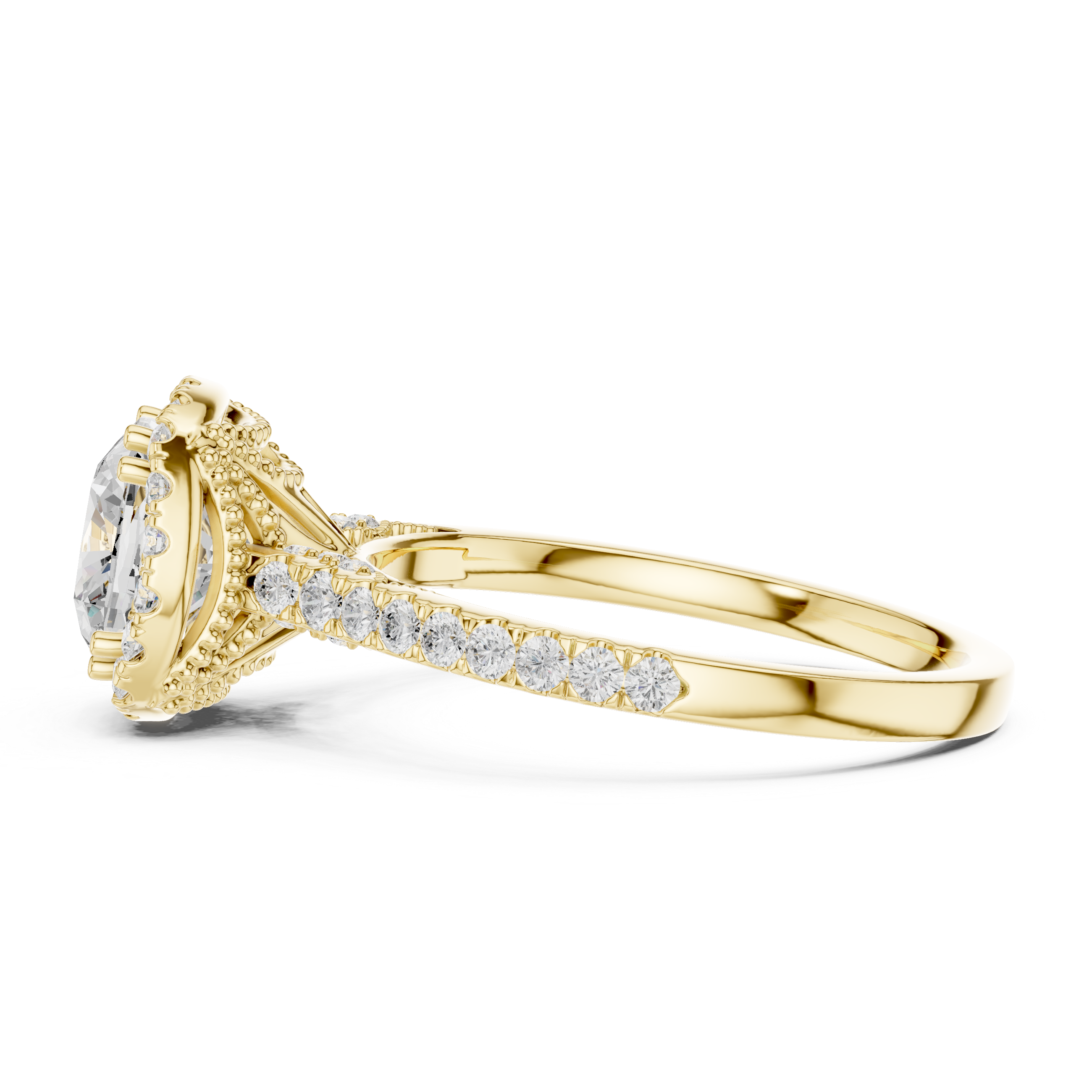 Cushion Halo Engagement Ring with Pav‚ Band