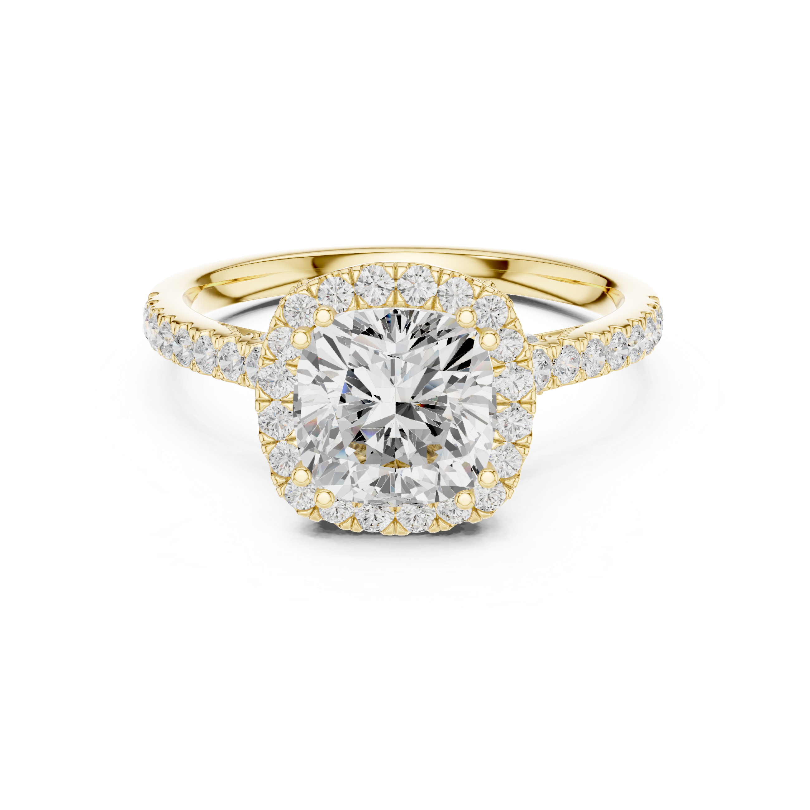 Cushion Halo Engagement Ring with Pav‚ Band