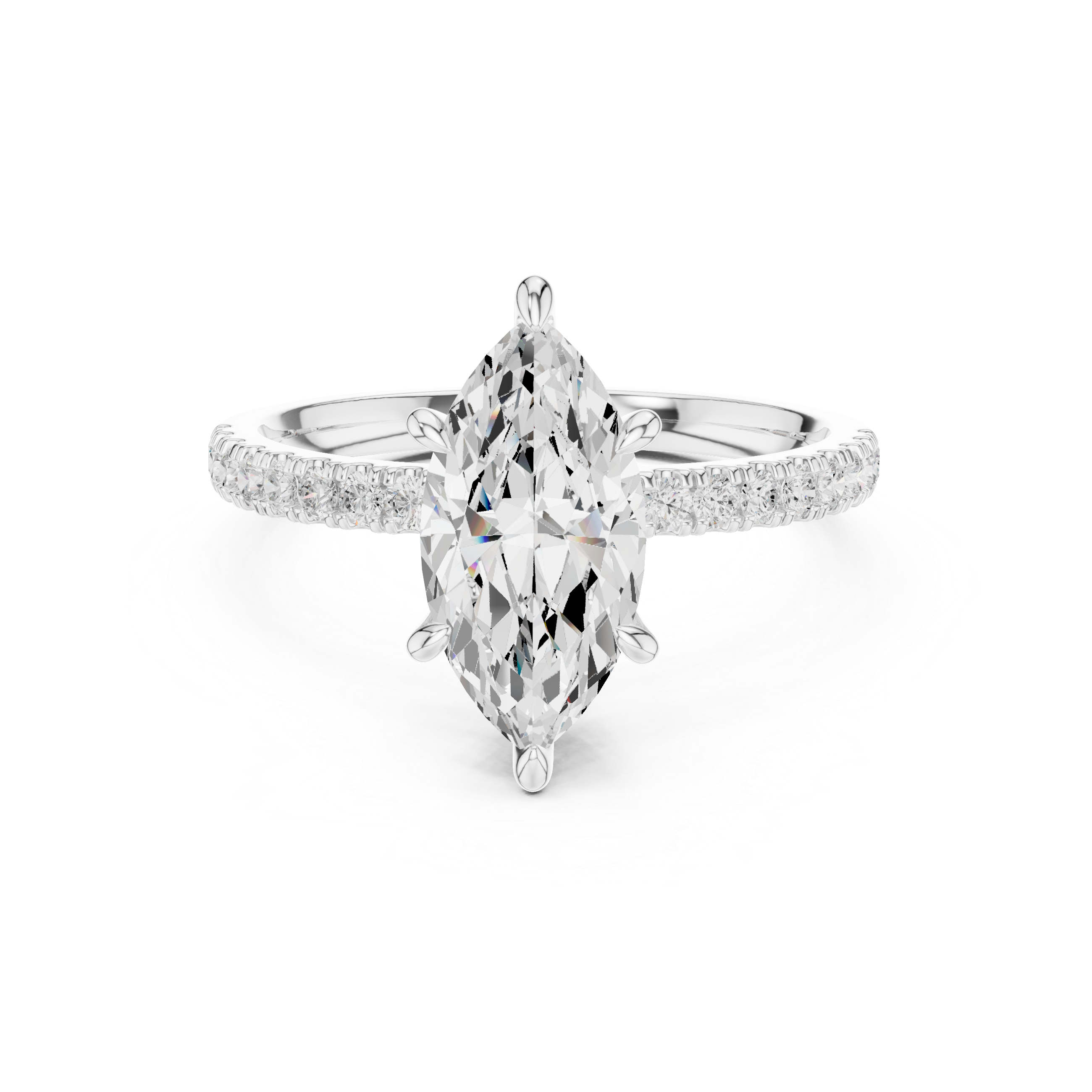 Marquise Solitaire Engagement Ring with Pav‚ Diamond Band