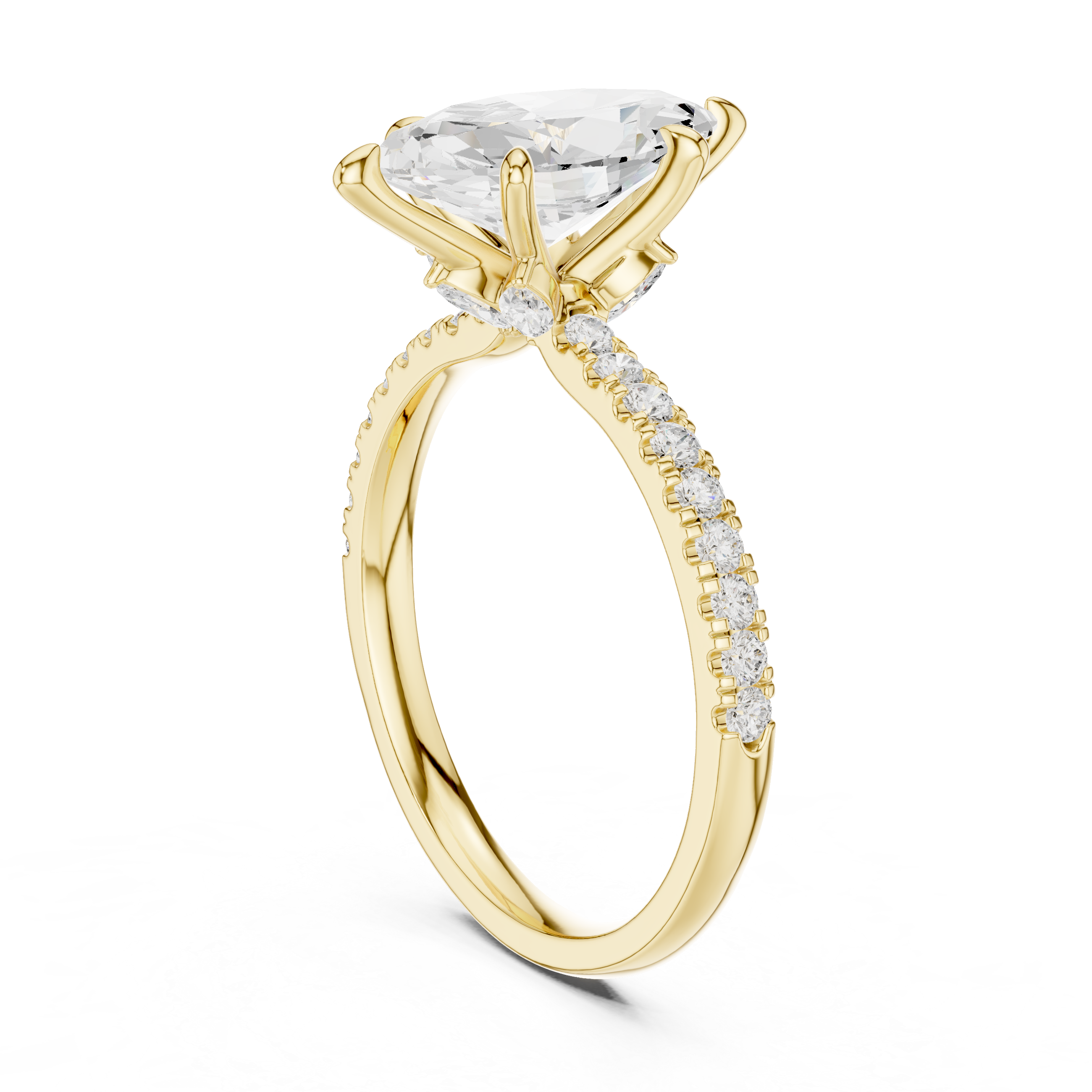 Marquise Solitaire Engagement Ring with Pav‚ Diamond Band