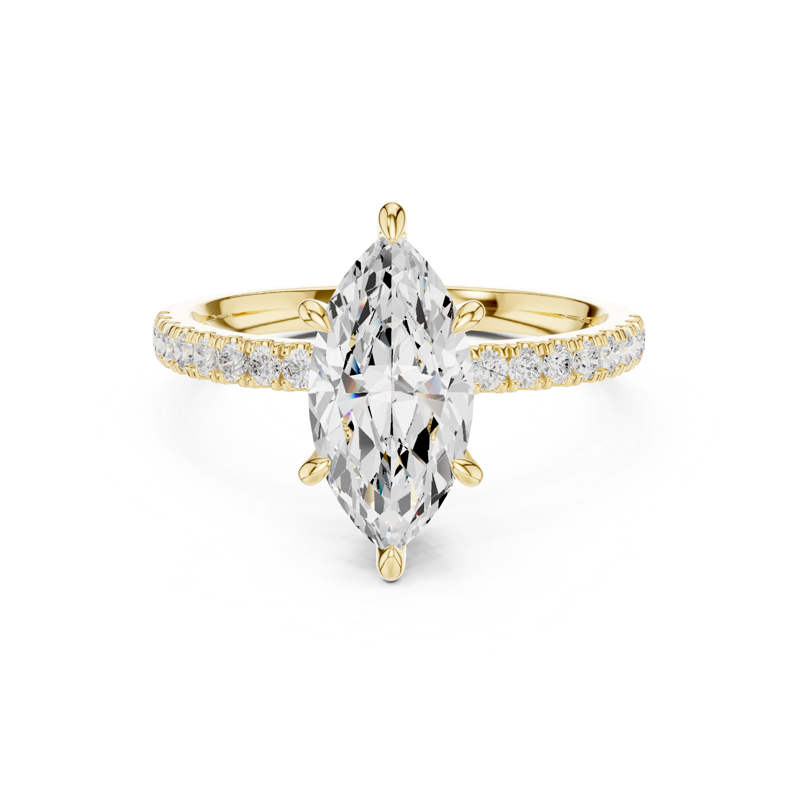 Marquise Solitaire Engagement Ring with Pav‚ Diamond Band