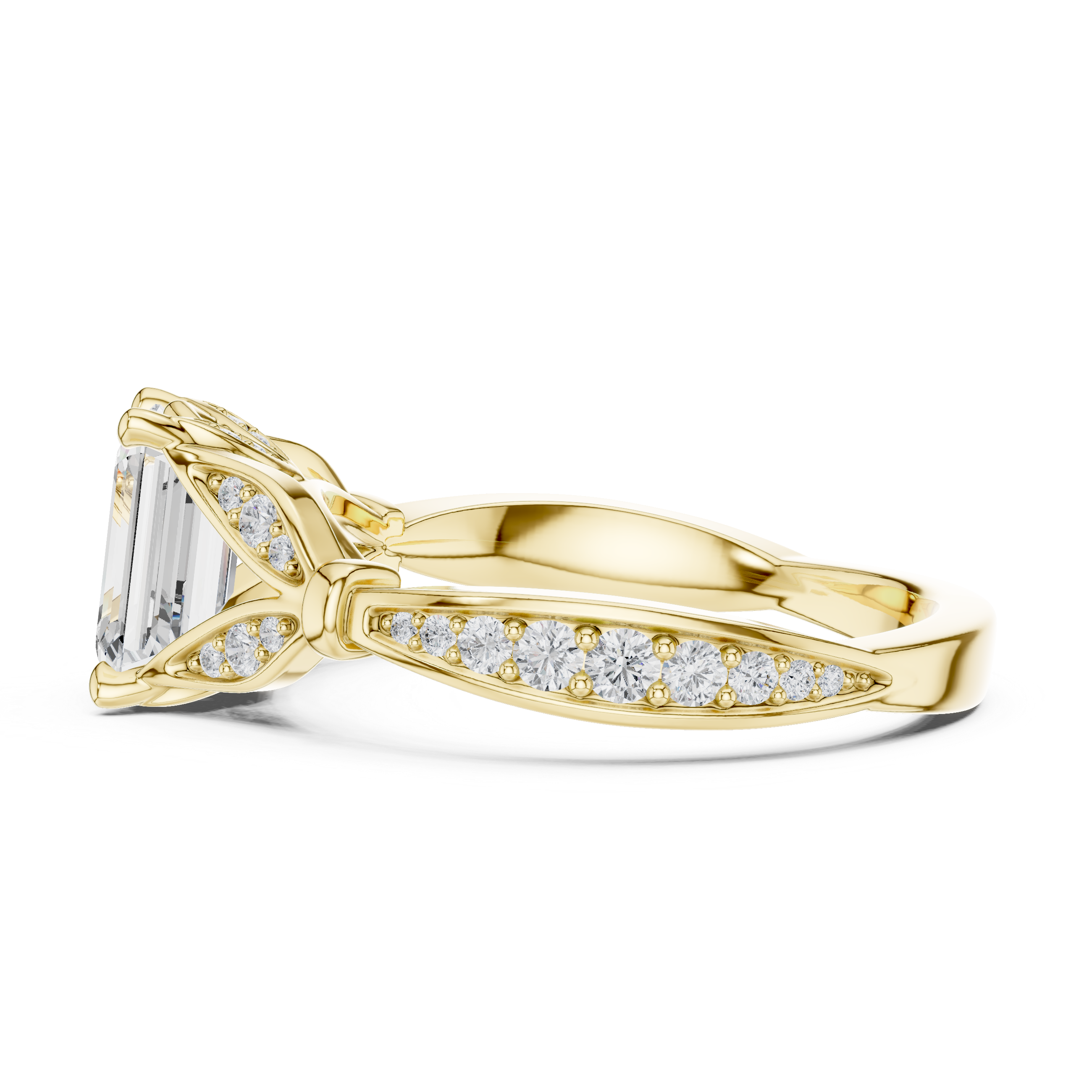 Vintage-Inspired Engagement Ring with Emerald-Cut Diamond and Milgrain Detailing