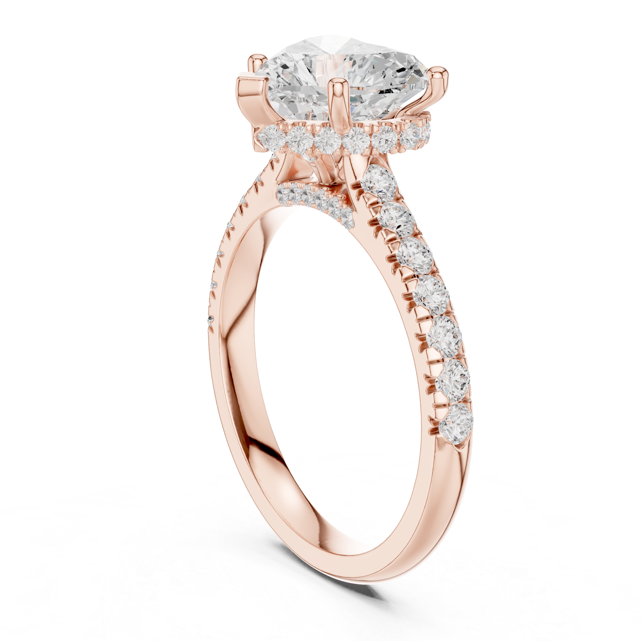 Heart-Shaped Solitaire Engagement Ring with Pav‚ Diamond Band