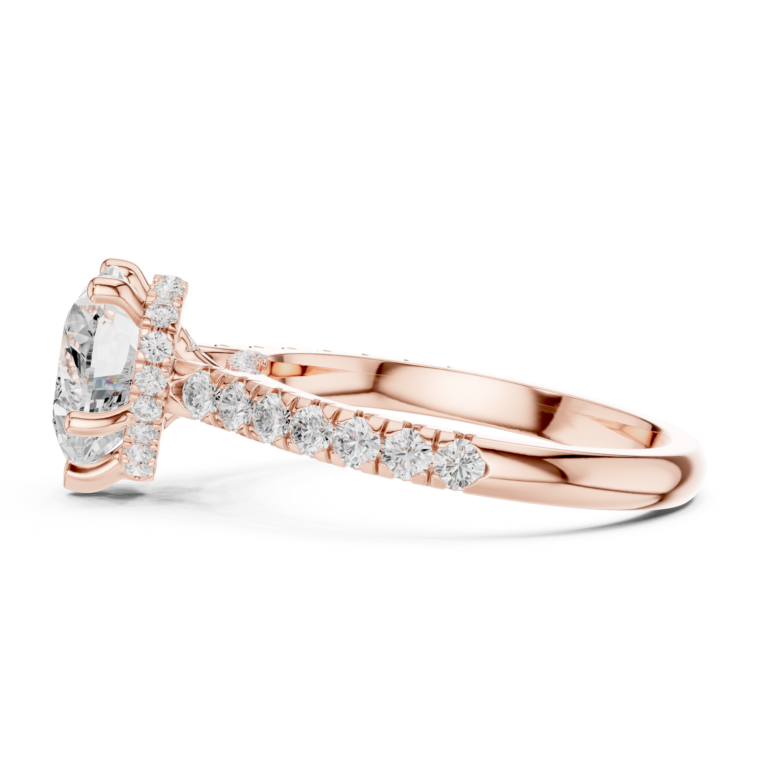 Heart-Shaped Solitaire Engagement Ring with Pav‚ Diamond Band