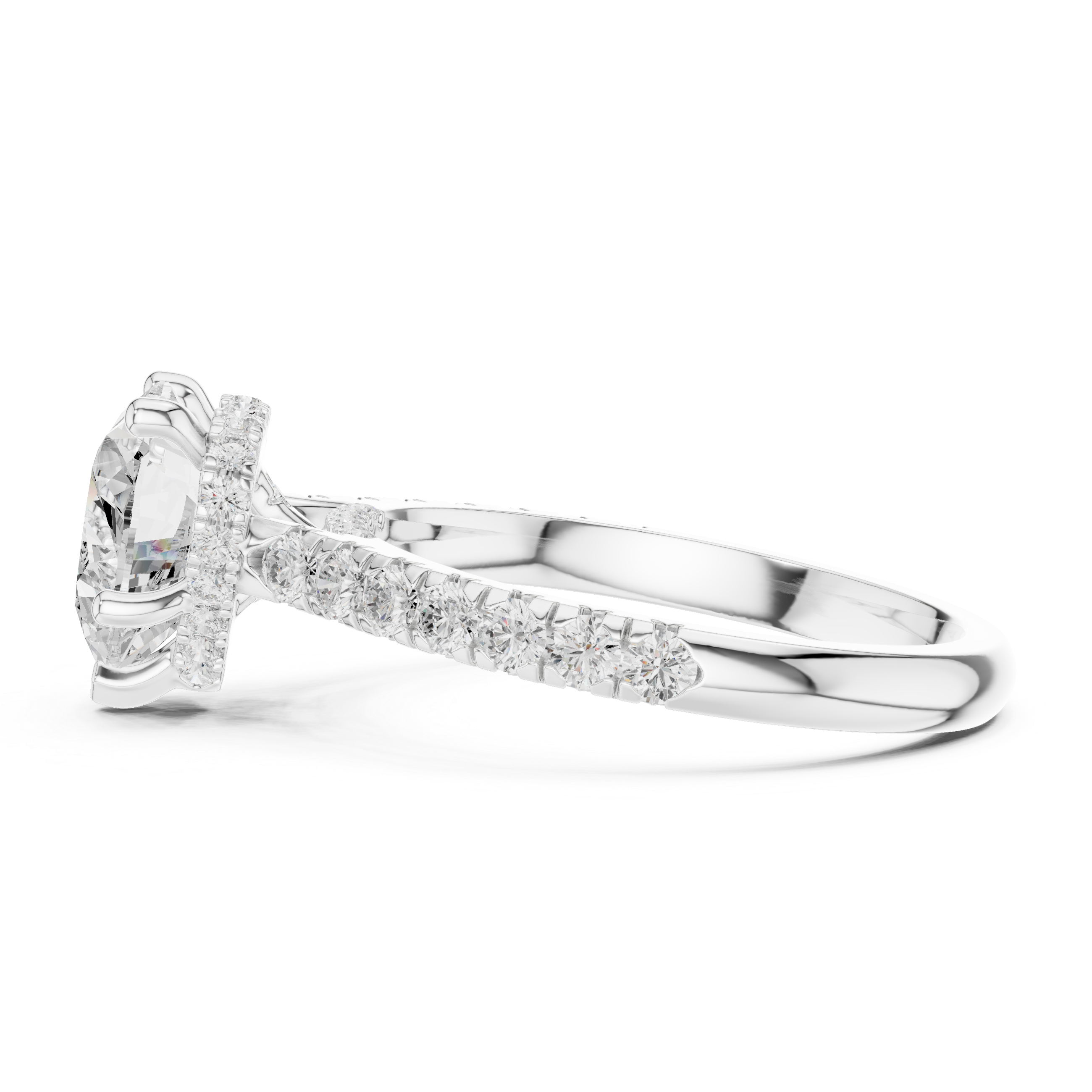 Heart-Shaped Solitaire Engagement Ring with Pav‚ Diamond Band