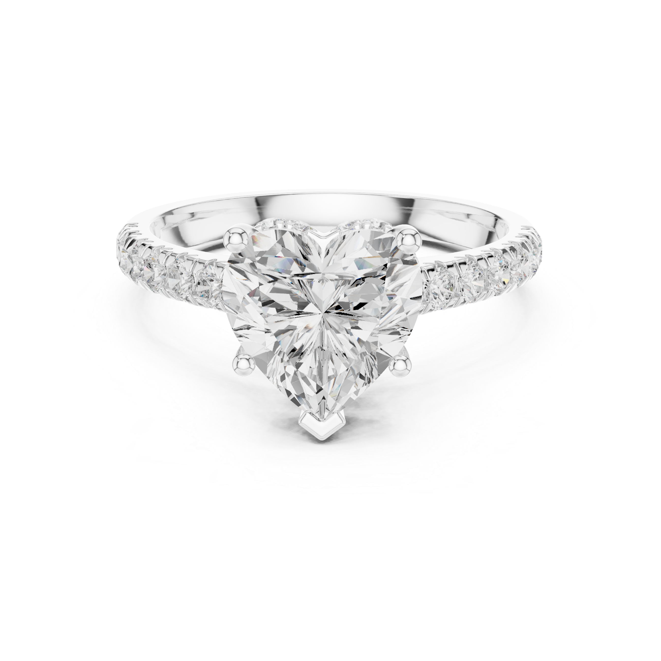 Heart-Shaped Solitaire Engagement Ring with Pav‚ Diamond Band