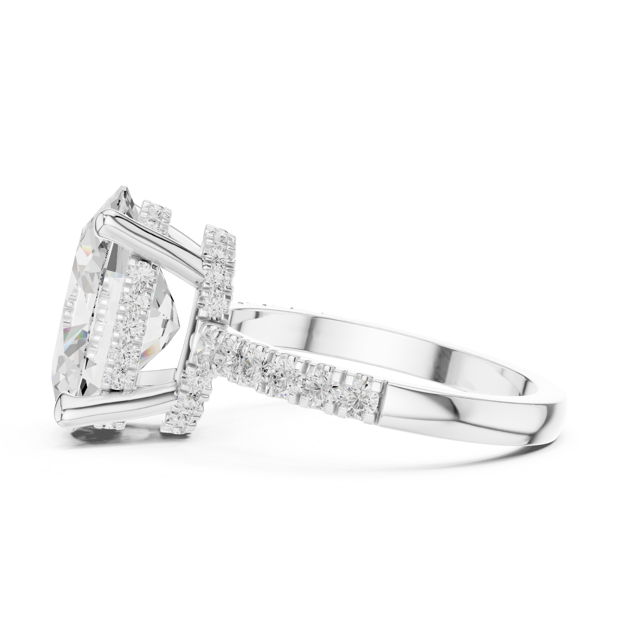 Oval Solitaire Engagement Ring with Pav‚ Diamond Band