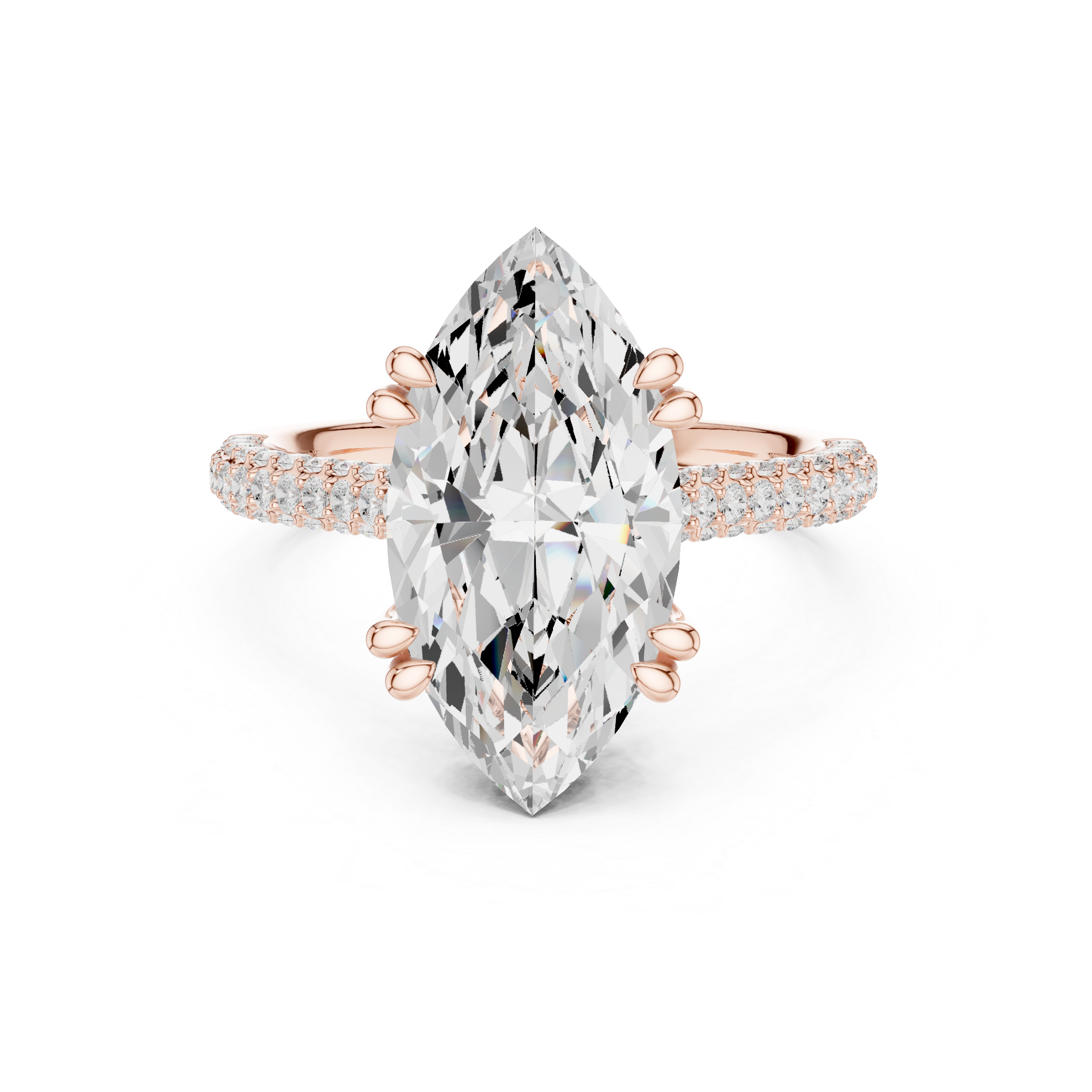 a large oval diamond and a wide pav‚ diamond band.