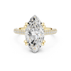 a large oval diamond and a wide pav‚ diamond band.
