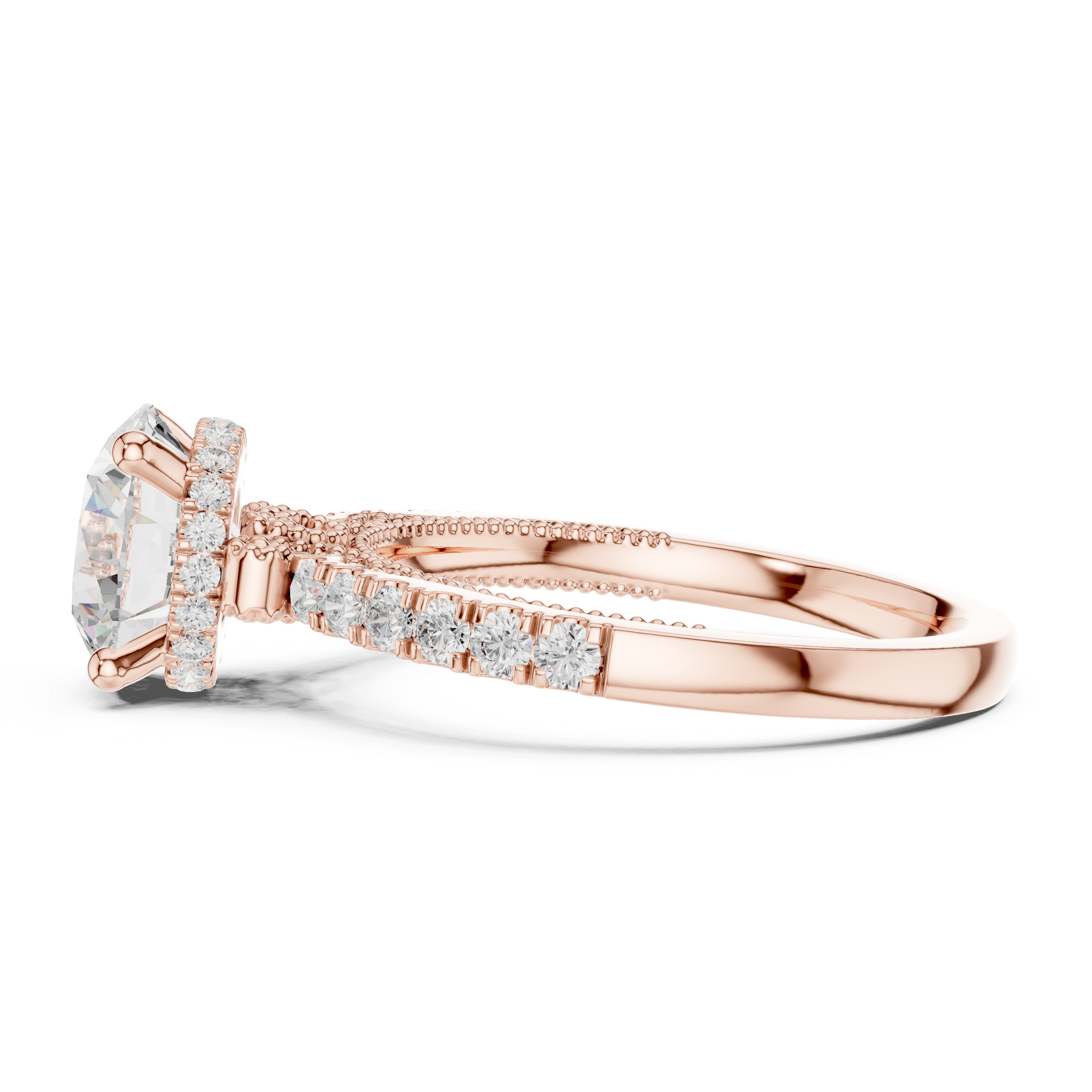 solitaire diamond ring with pav‚ diamond band.