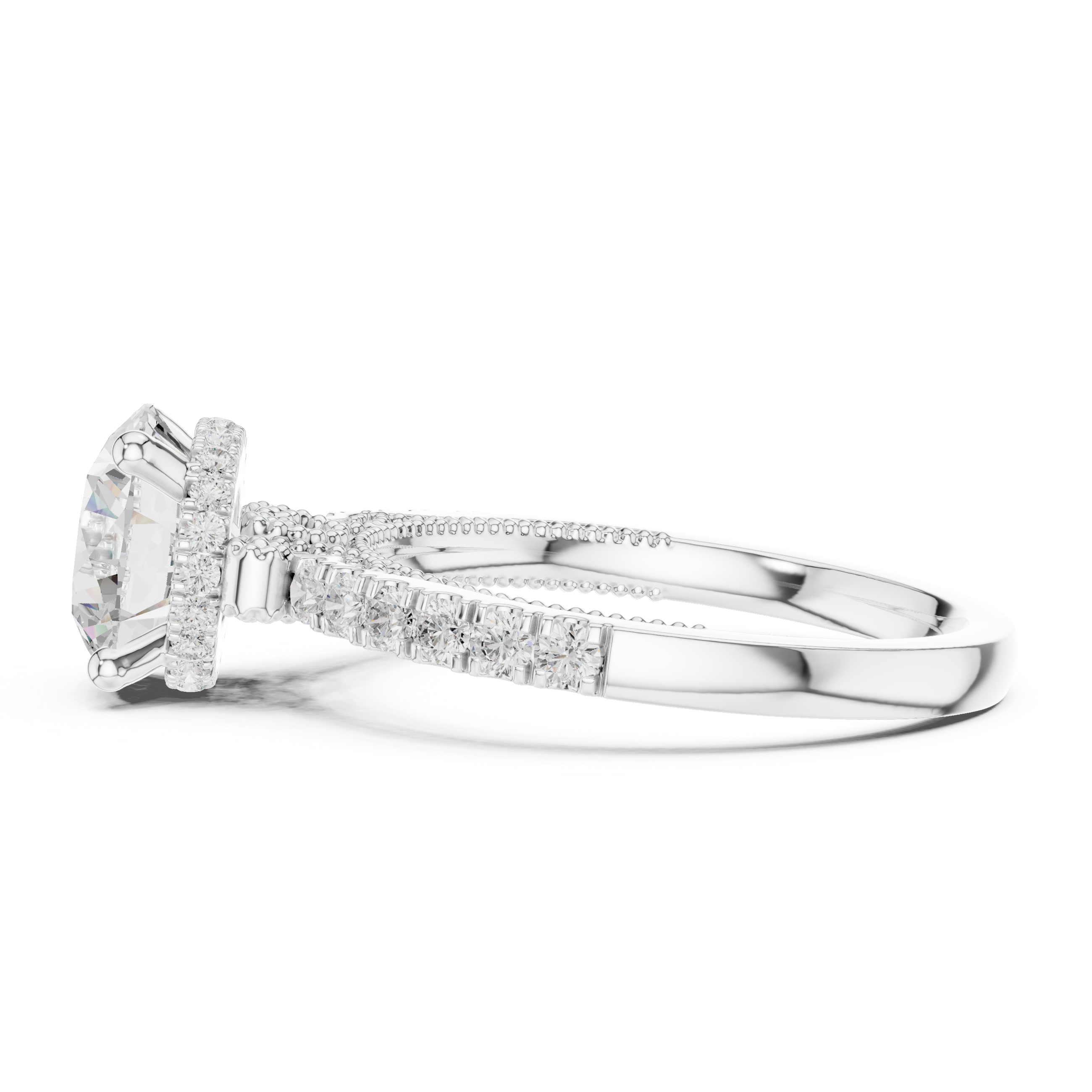 solitaire diamond ring with pav‚ diamond band.