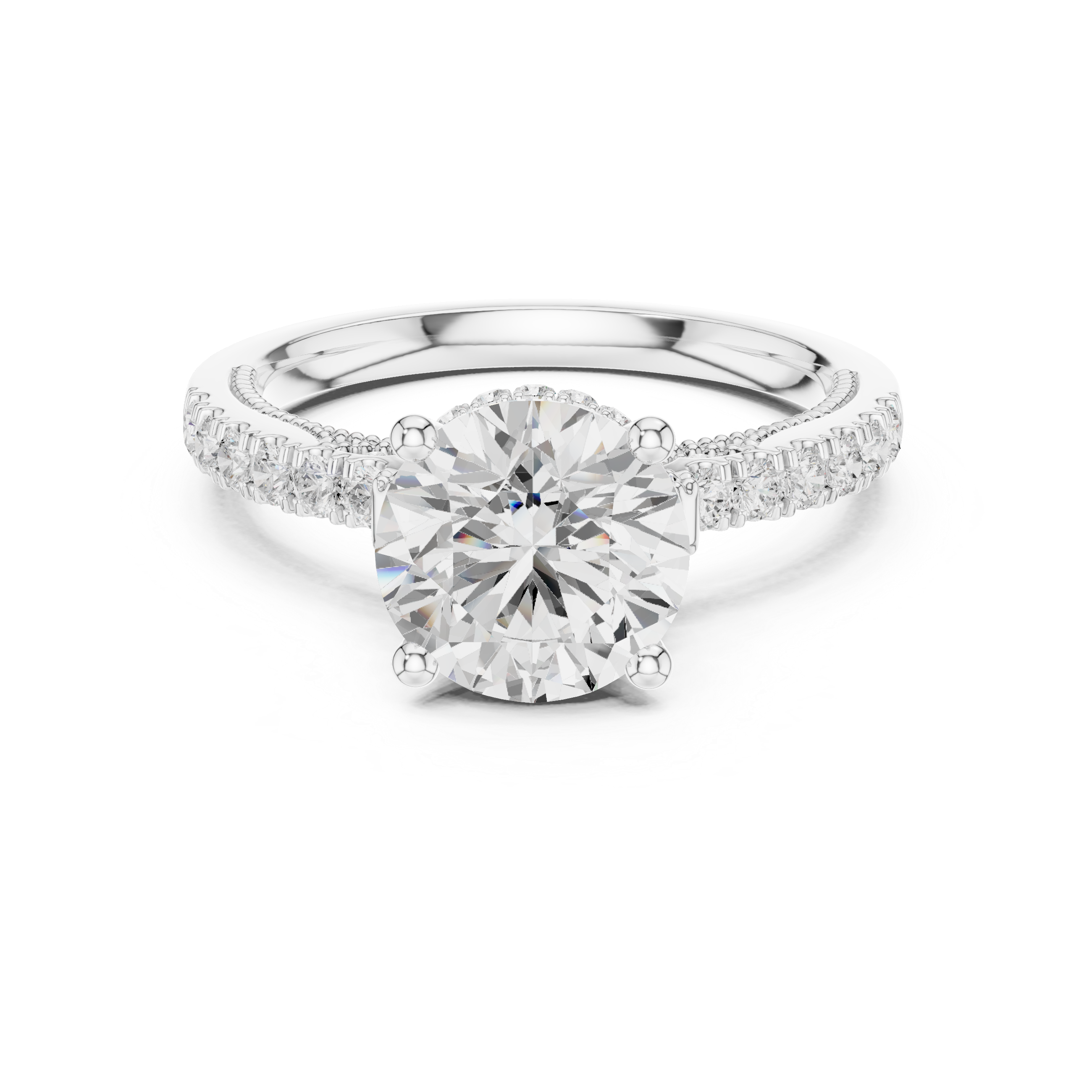 solitaire diamond ring with pav‚ diamond band.