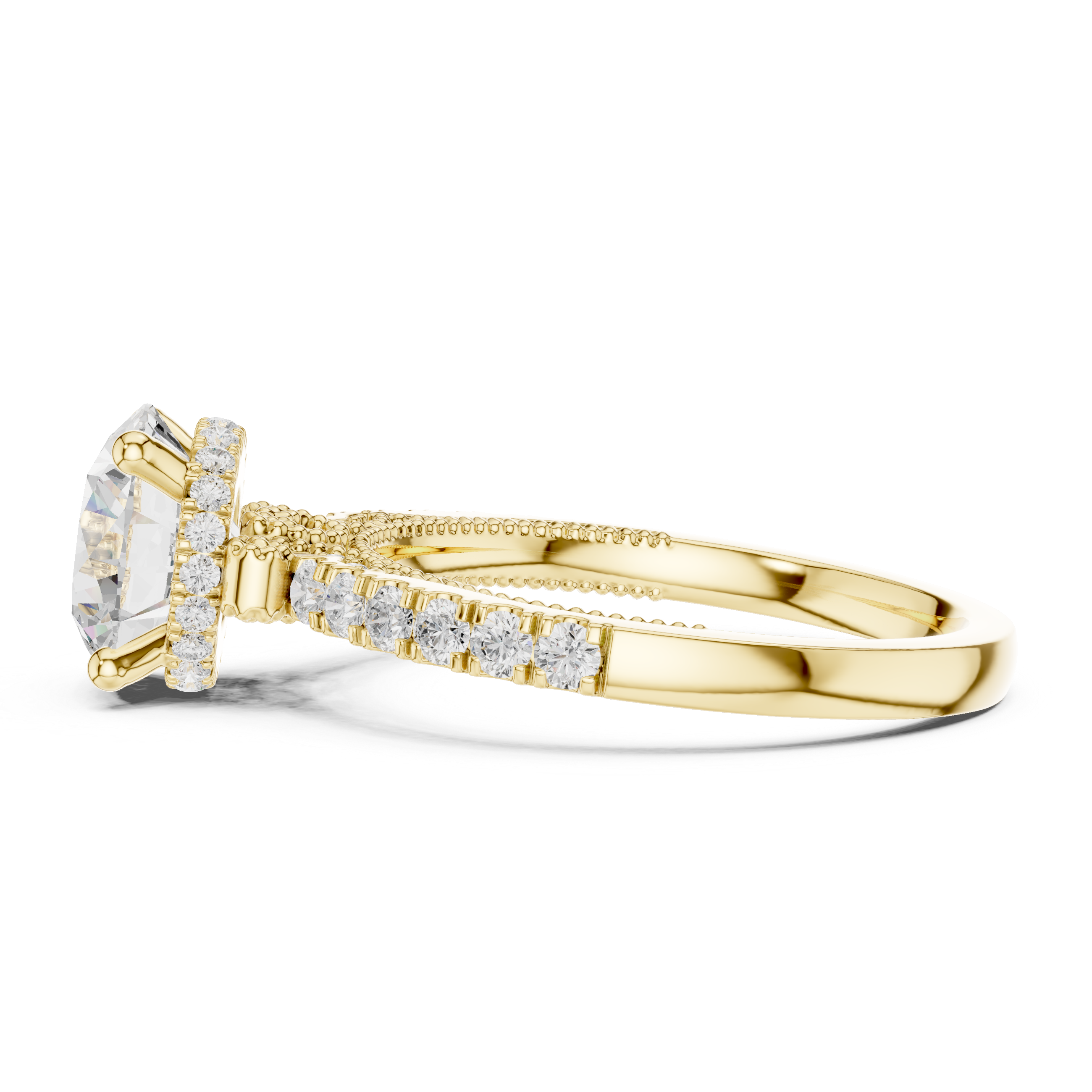 solitaire diamond ring with pav‚ diamond band.