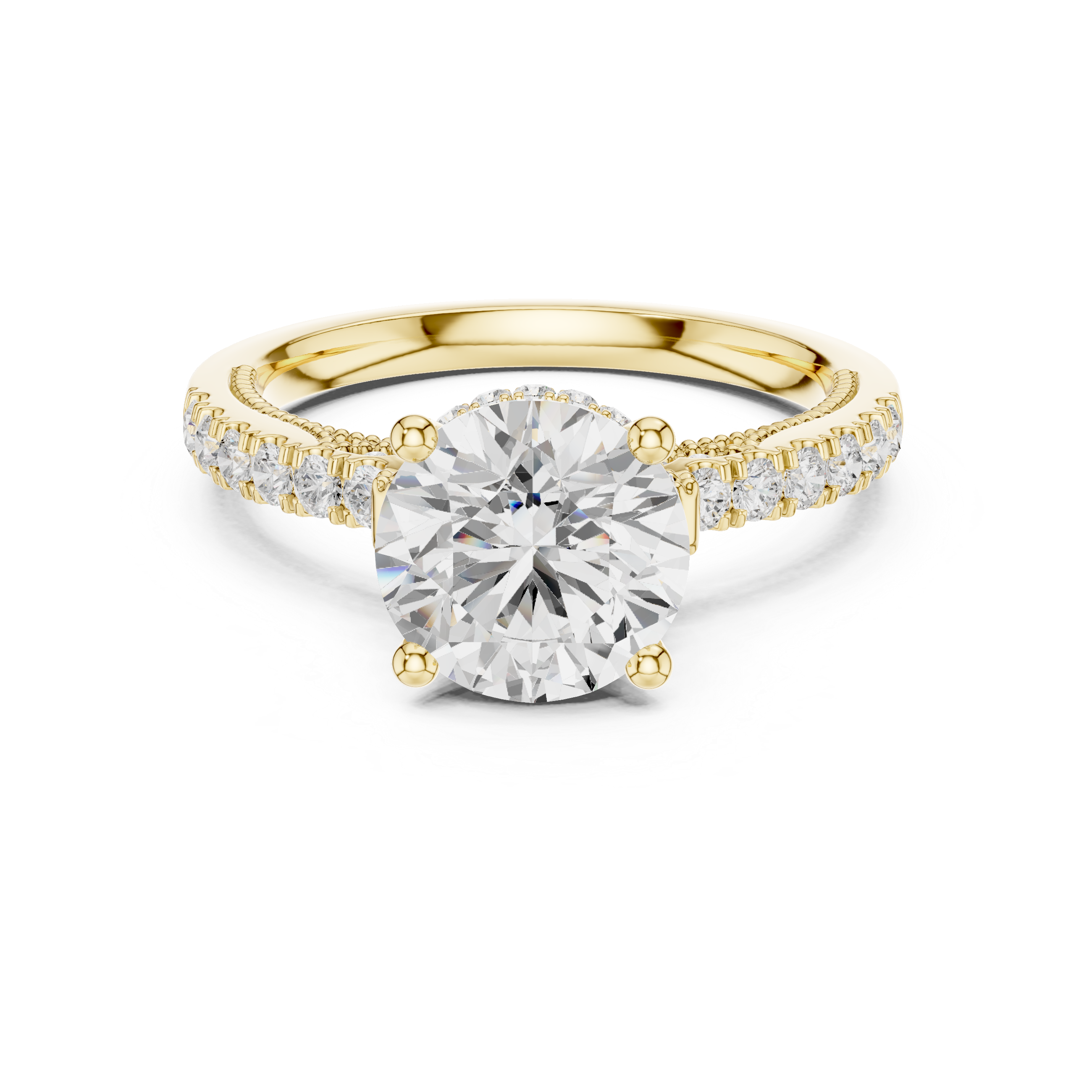 solitaire diamond ring with pav‚ diamond band.