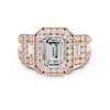 Emerald-Cut Diamond Halo Ring with Side Emerald-Cut Accents