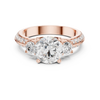 Classic Three-Stone Diamond Engagement Ring with Pave Band