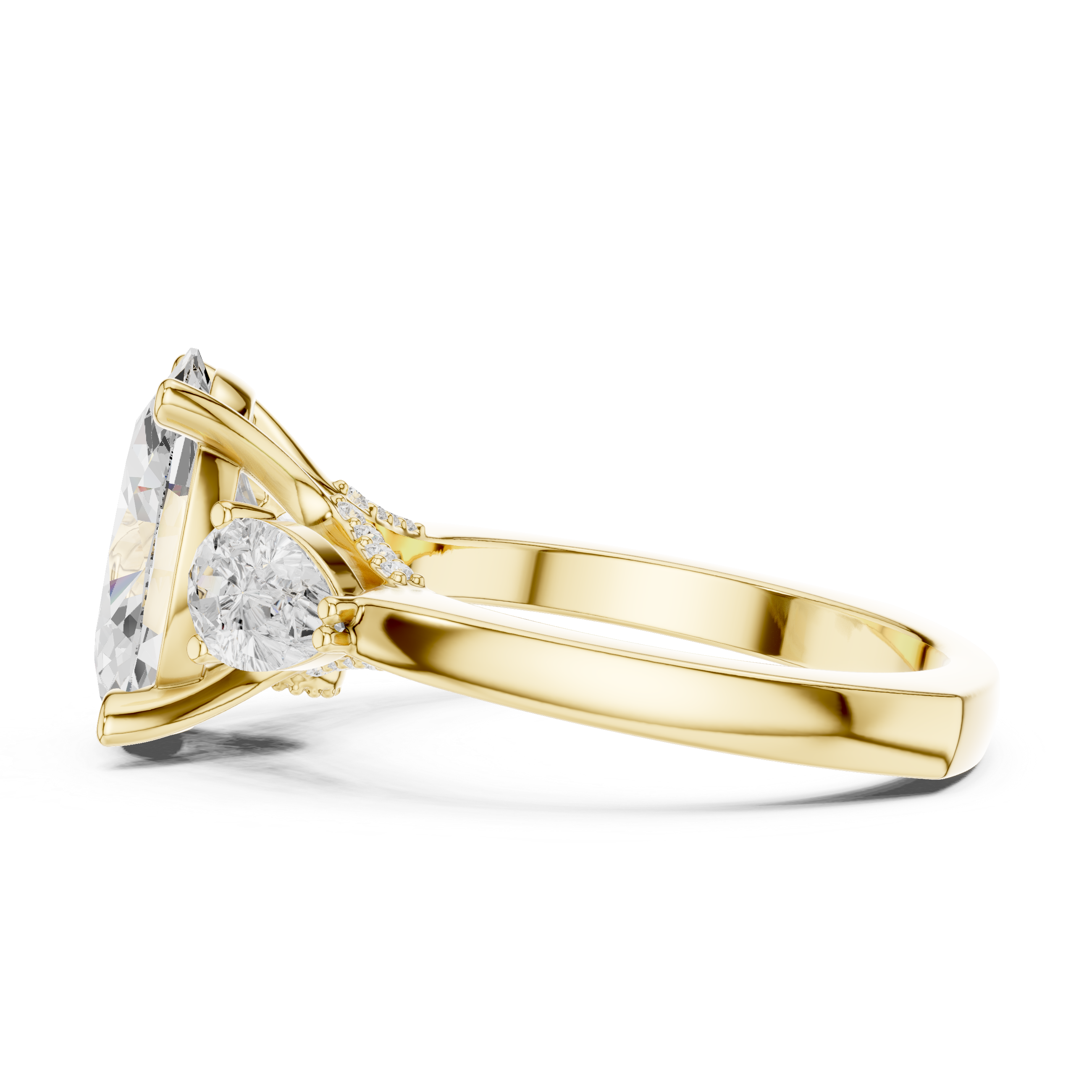 Oval Center Diamond with Two Pear Side Stones Ring