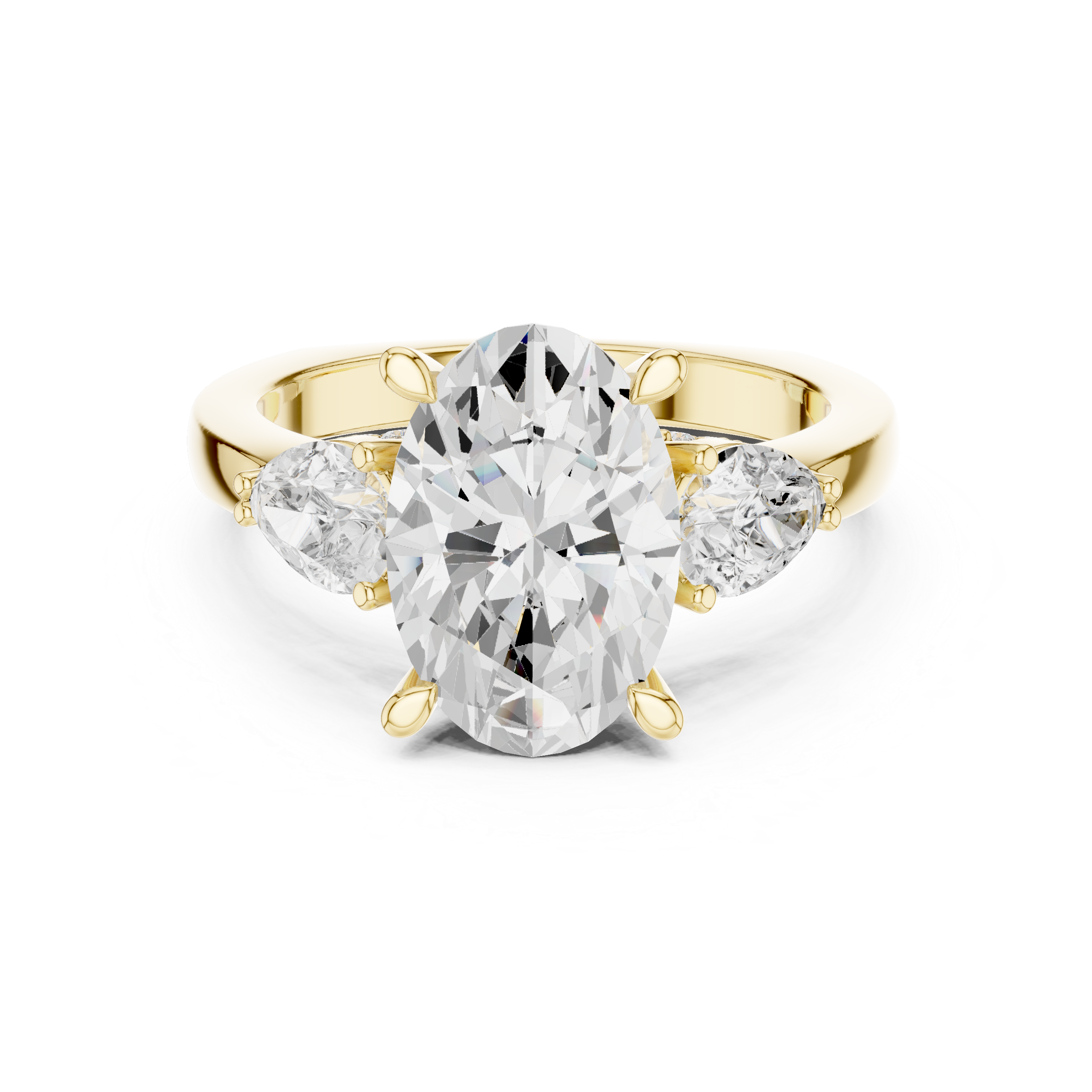 Oval Center Diamond with Two Pear Side Stones Ring