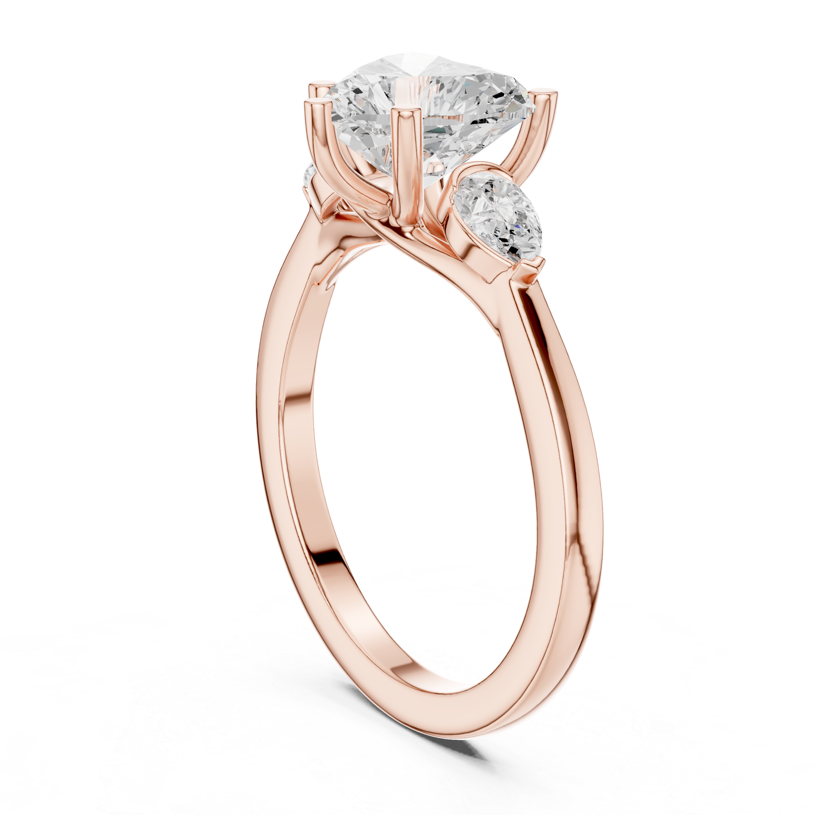 Heart-Shaped Diamond Engagement Ring with Pear Side Stones