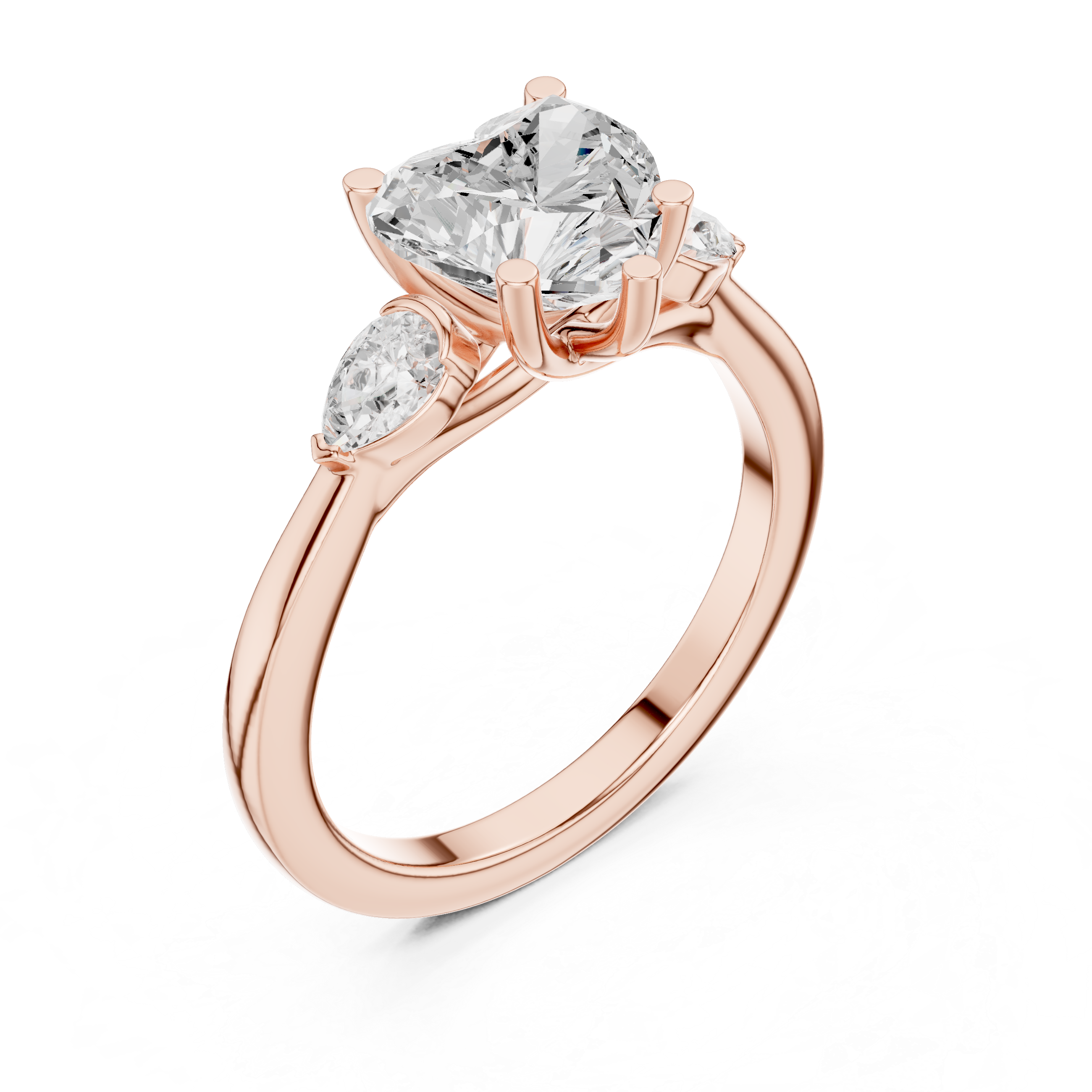 Heart-Shaped Diamond Engagement Ring with Pear Side Stones