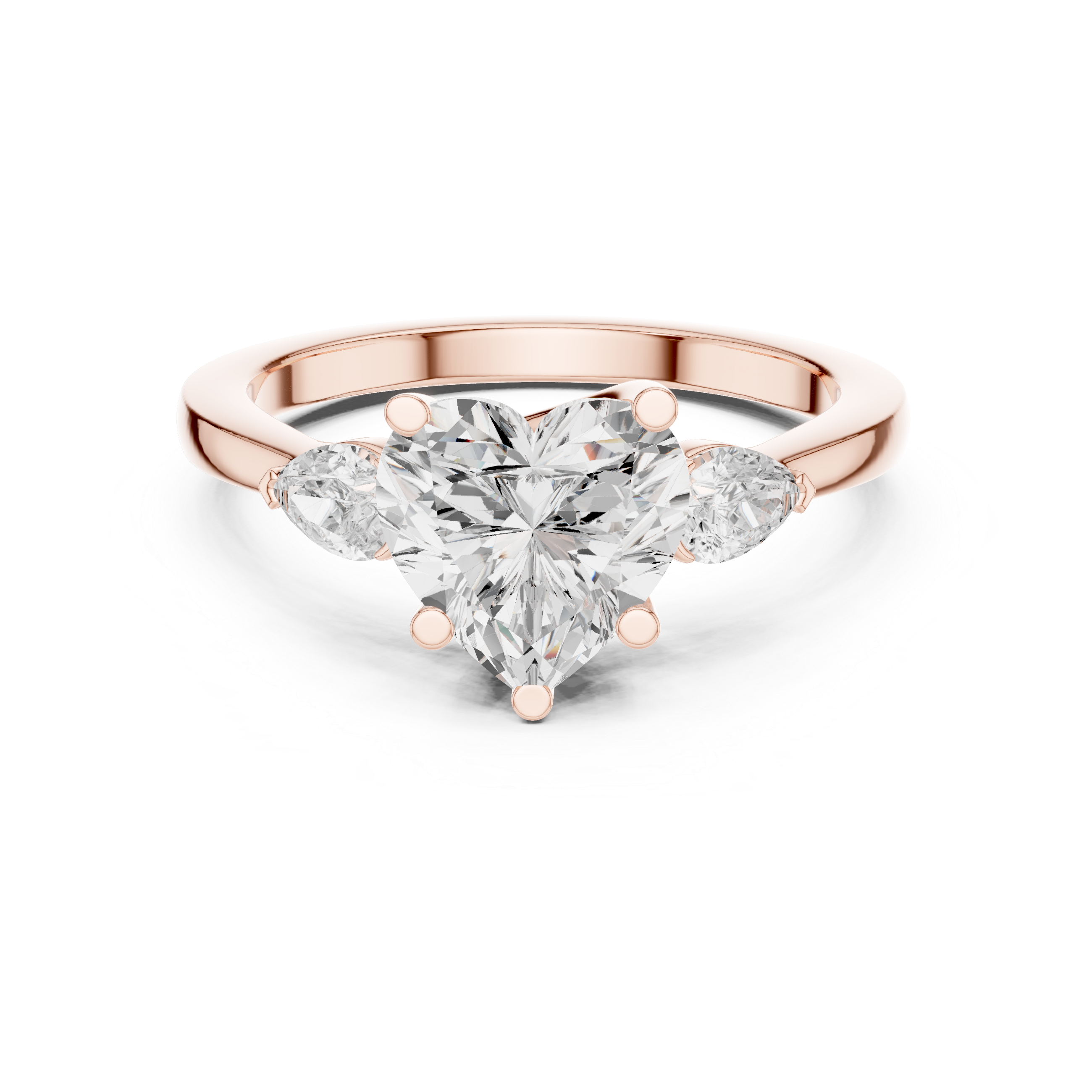 Heart-Shaped Diamond Engagement Ring with Pear Side Stones