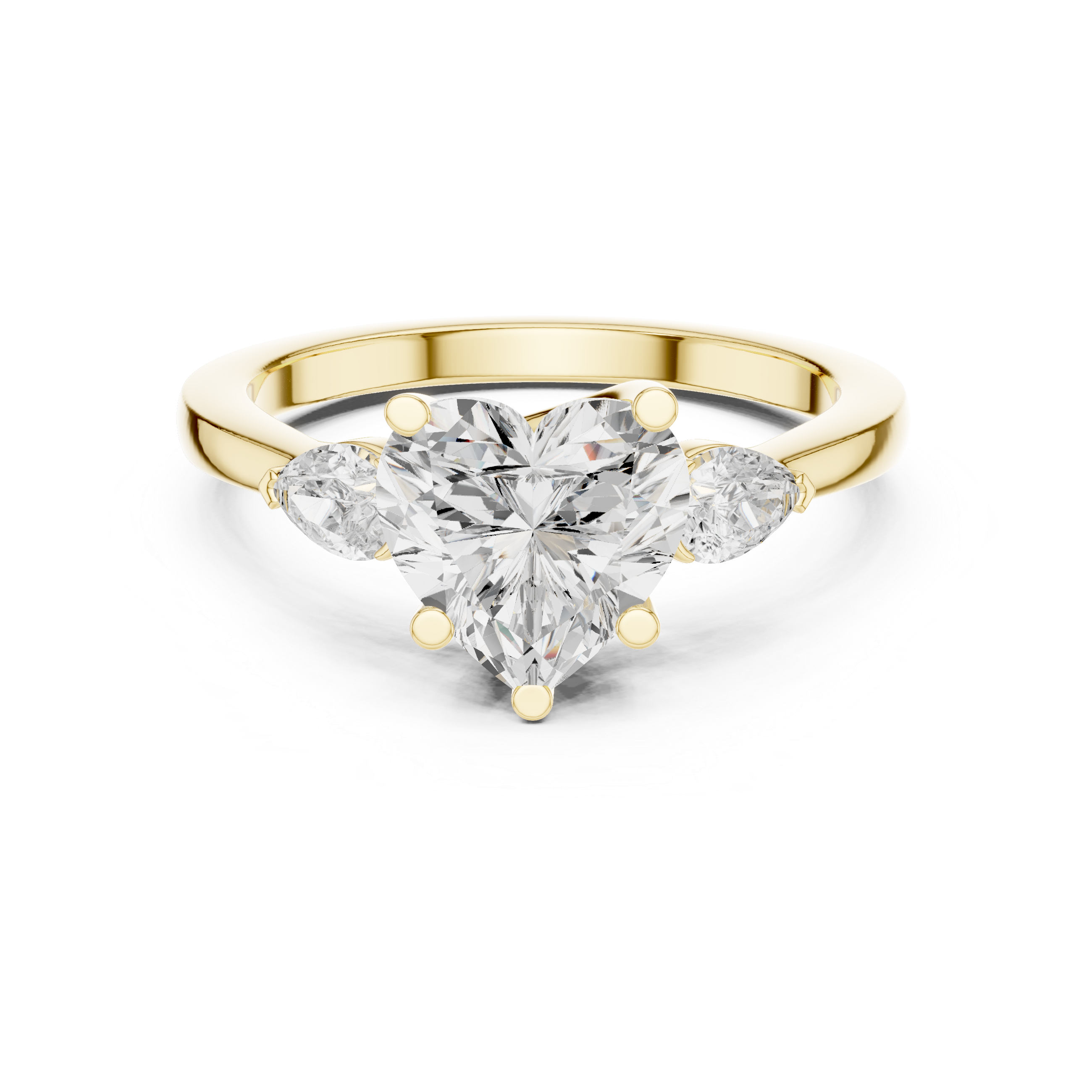 Heart-Shaped Diamond Engagement Ring with Pear Side Stones