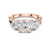 Three Stone Round Cut Diamond Ring with Accented Band