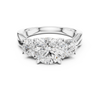 Three Stone Round Cut Diamond Ring with Accented Band