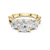 Three Stone Round Cut Diamond Ring with Accented Band