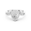 Pear Shaped Diamond Halo Ring with Marquise Side Stones