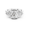 Round Cut Diamond Halo Ring with Side Stones